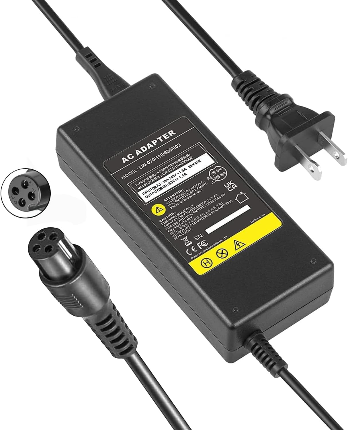 Tree.nb 4-Pin 8 mm scooter charger for Ninebot S/S-Max/Mini Lite/Mini Pro Segway, 63V 1.1a adapter compatible with NineBot, 4 Replacement Pong connector 2 61scXhVj5lL. AC SL1500
