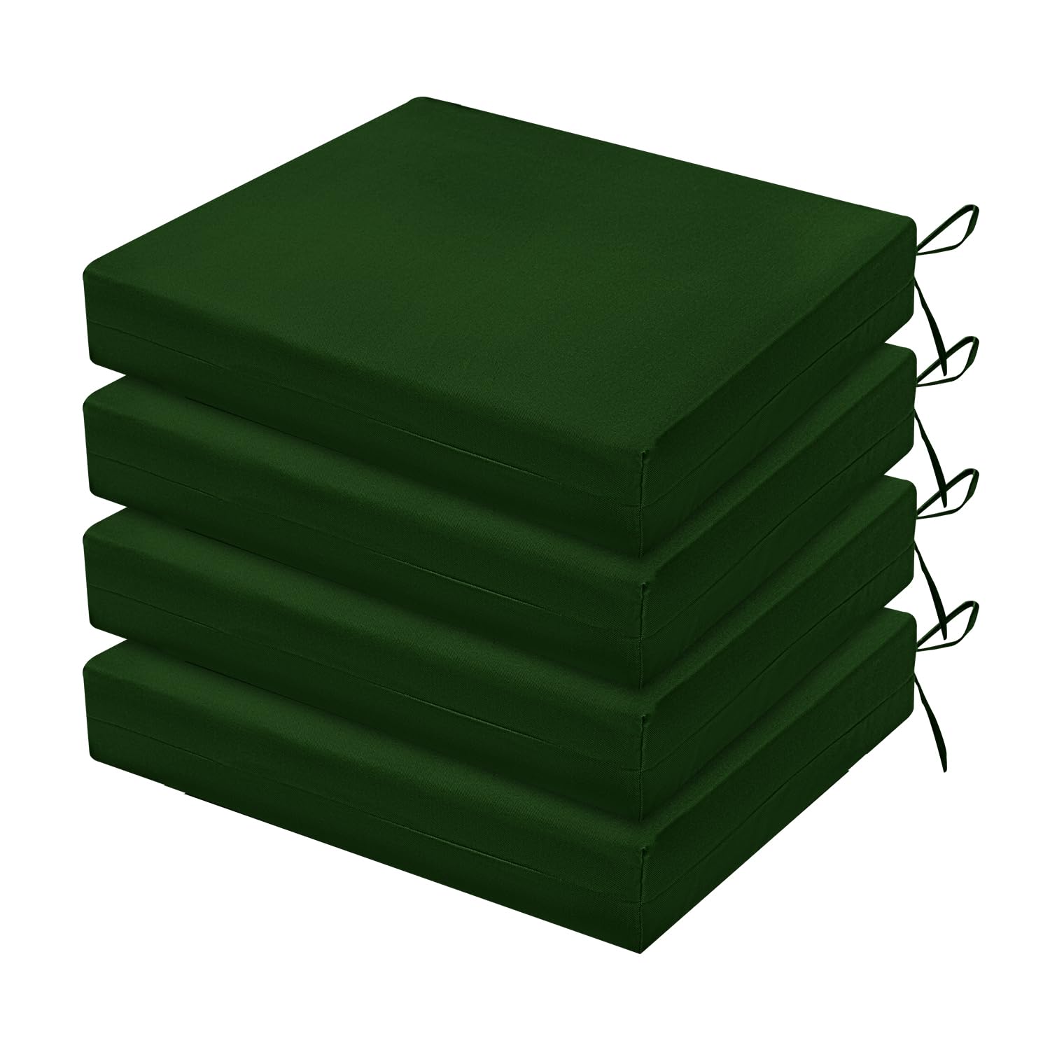 LOVTEX Outdoor Chair Cushions Set of 4, Outdoor Patio Chair Cushions with Ties,Waterproof Chair Cushions for Outdoor Furniture, 18.5 x 16 x 3 inch, Forest Green