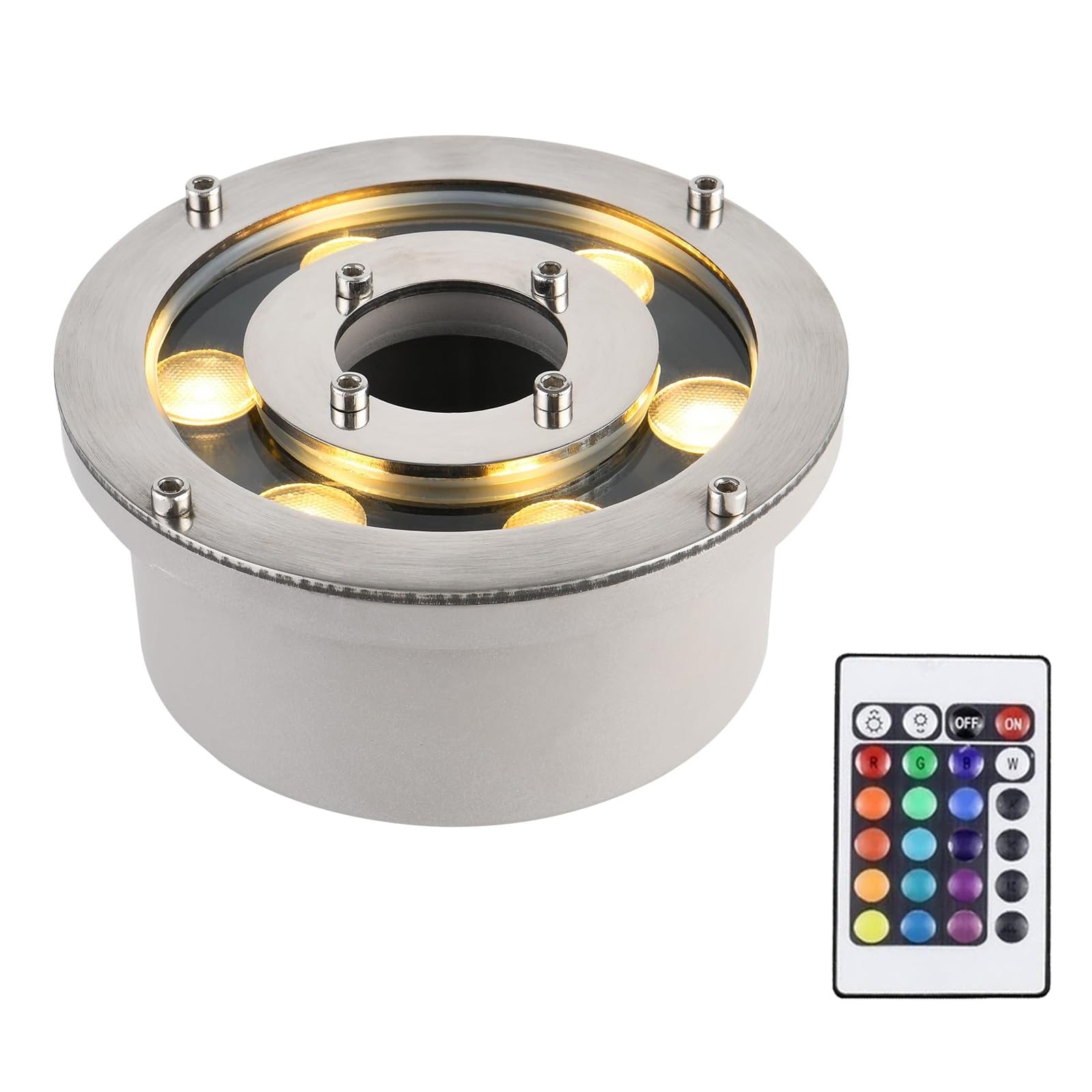 QICBYING LED Ring Fountain Light - Underwater Pond Lights, 12V IP68 Waterproof Submersible RGB Light, Middle Hole Underwater Landscape Lights, For Garden Fountain Pond(RGB+Remote Control,18w-12v)