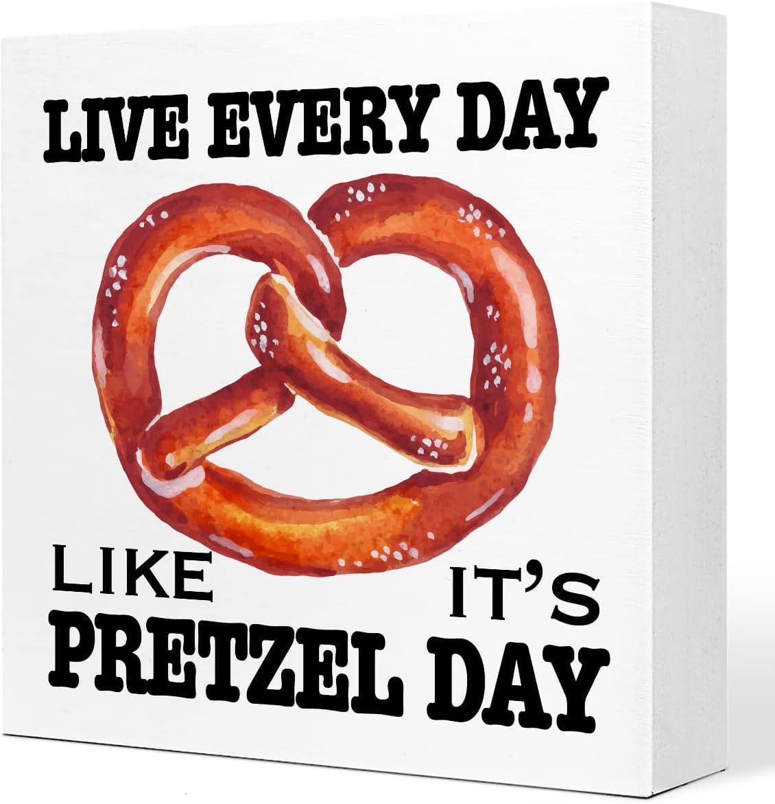 Pretzel Box Sign 5x5 Inch Funny Kitchen Decor Farmhouse Tabletop