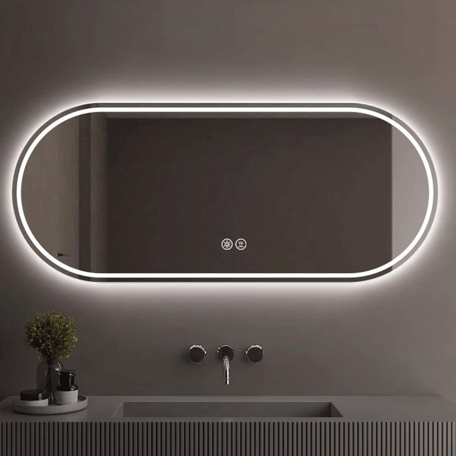 Miroir salle de bain éclairage 3 couleurs anti-buée 70cm