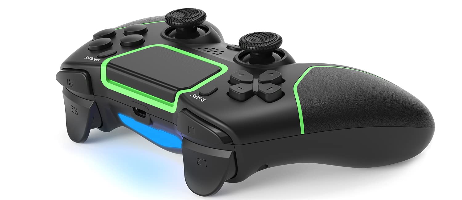 Wireless Controller for P4, Ibotomo Gamepad Remote Joystick for P4/Pro/Slim Game Console with 1200m-A Rechargeable Battery, Double Vibration and Audio Function