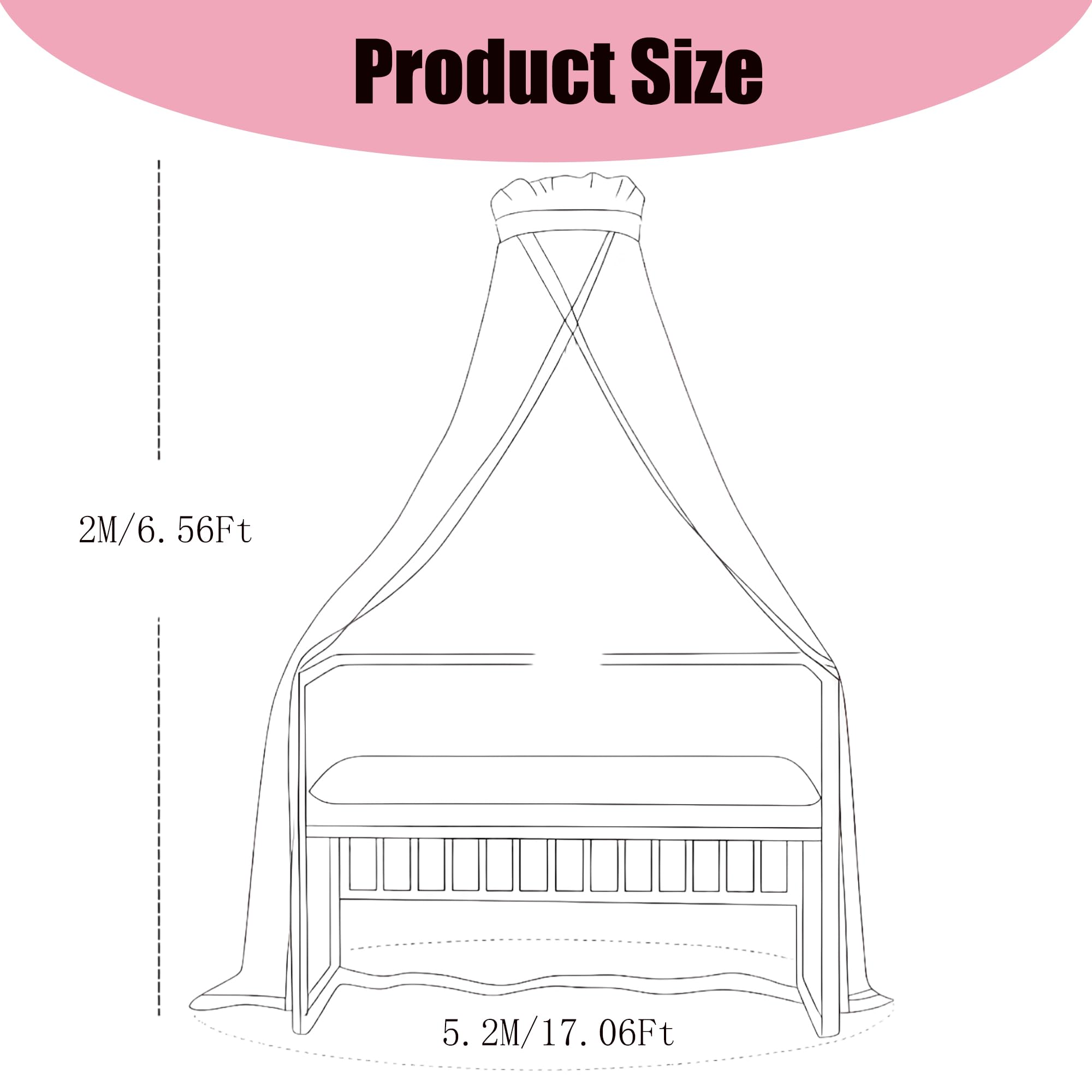 RVKXHD Baby Crib Bed Mosquito Net:Crib Canopy, Princess Bed Canopy, 2025 New 50D Breathable Mesh Crib Tent, Mosquito Net for Canopy Bed Curtains Baby Toddler Bedroom Decoration Accessories (White)