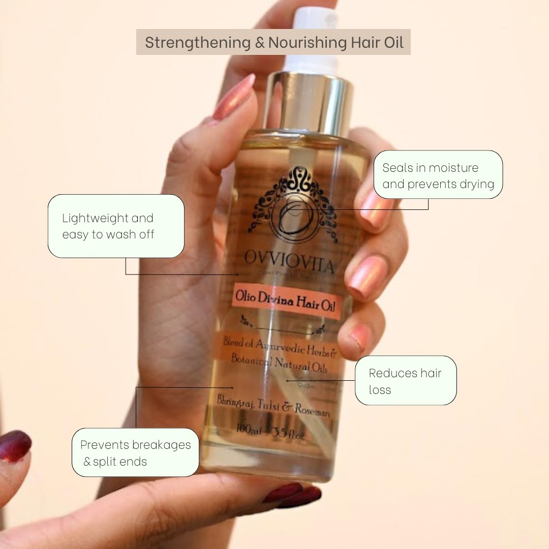 Bhringraj Amla Hair Growth Oil, Olio Divina Rosemary Herbal Pre Wash Hair Oil - Image 3