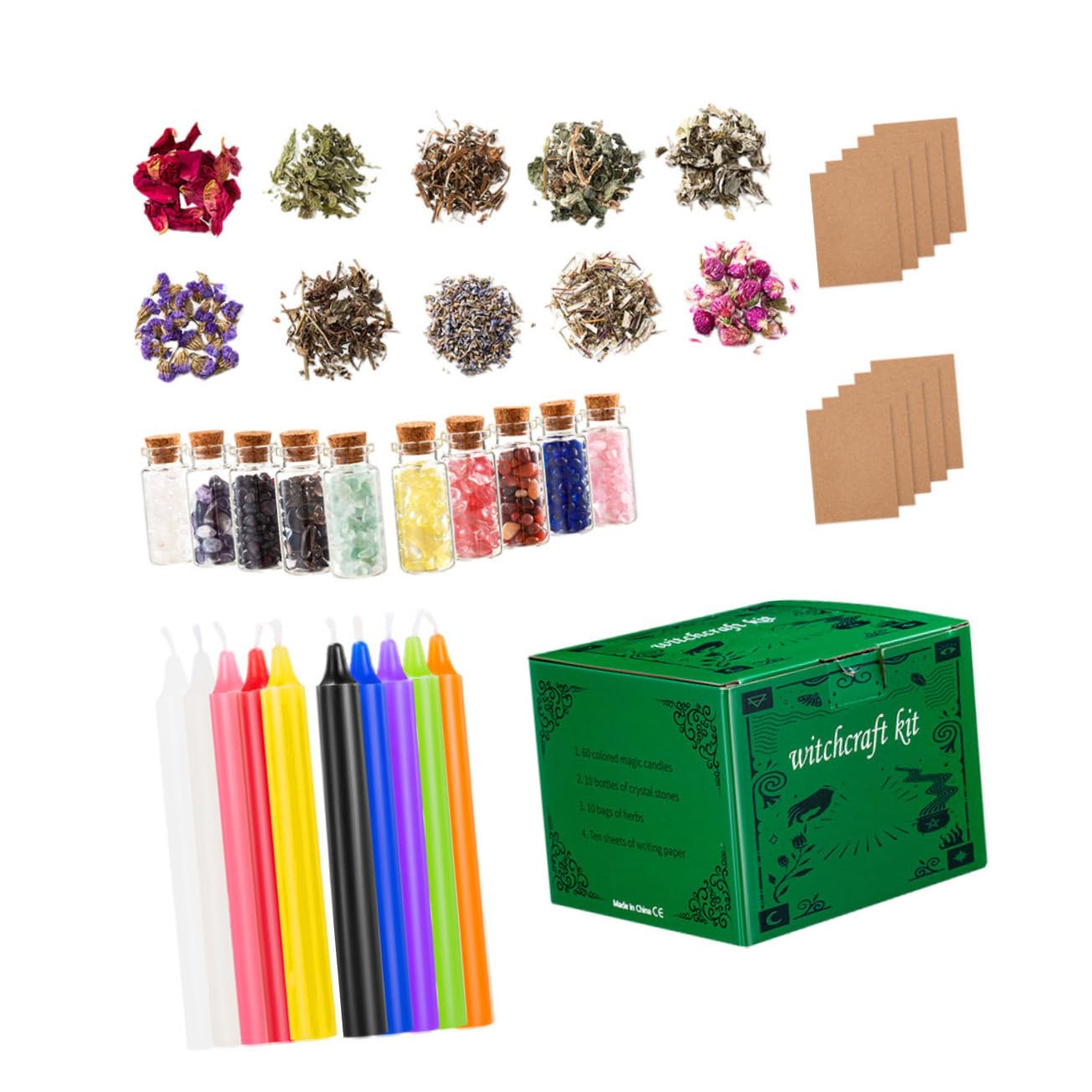 FOMIYES Candle Set Witch Craft Accessories Witch Crystals Dried Flowers Long Serving Time Safe