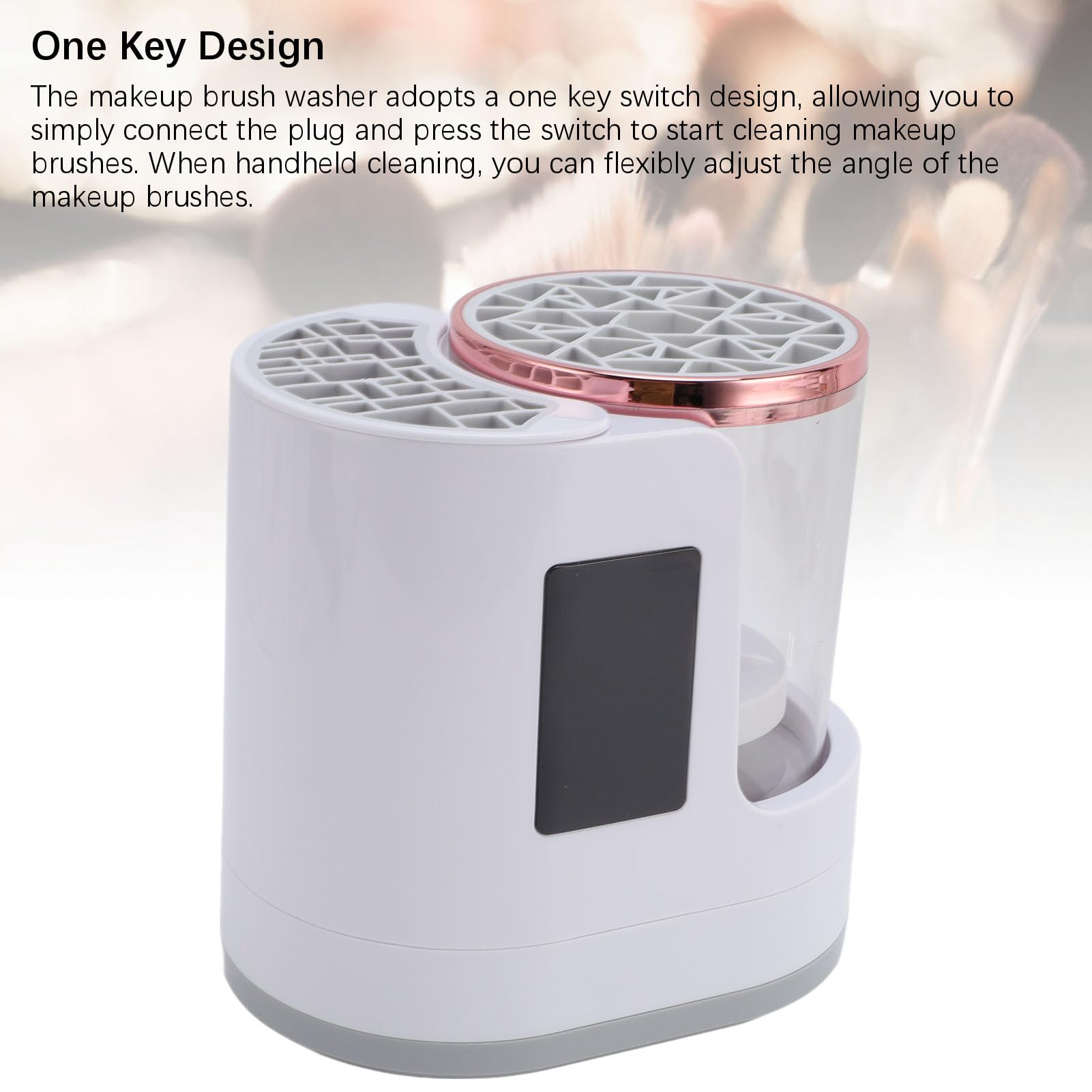 FLEXMAN Elektrische Make Up Pinsel Reinigungsmaschine, 3 in 1 One Key Design Automatisches Plug in Kosmetikpinsel Waschgerät mit Trocknerständer