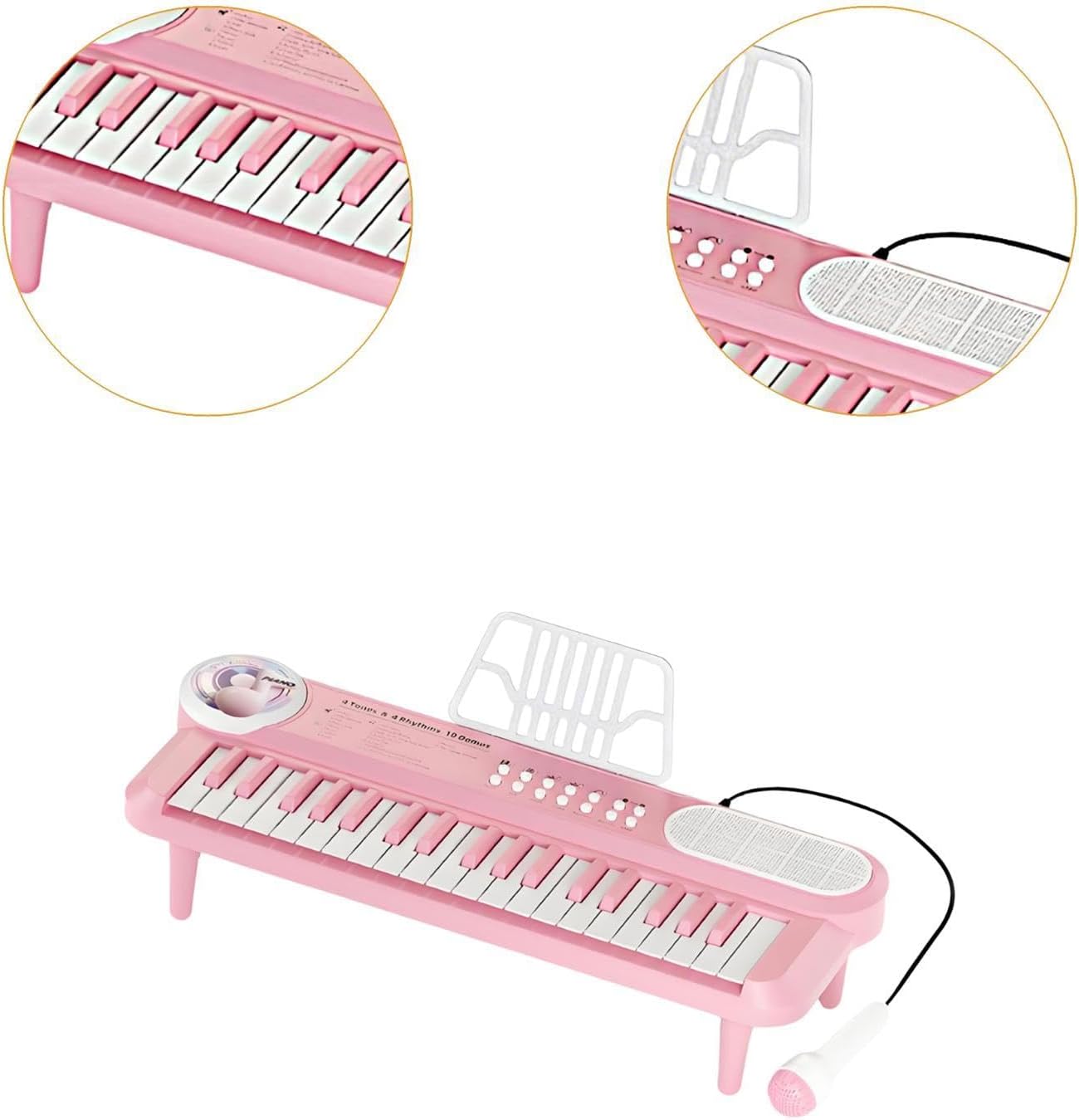 Electronic Piano Keyboard with, 37 Keys,Multi Function, Kids Piano Keyboard for 3 4 5 6 Year Old,Boys, Girls, Pink