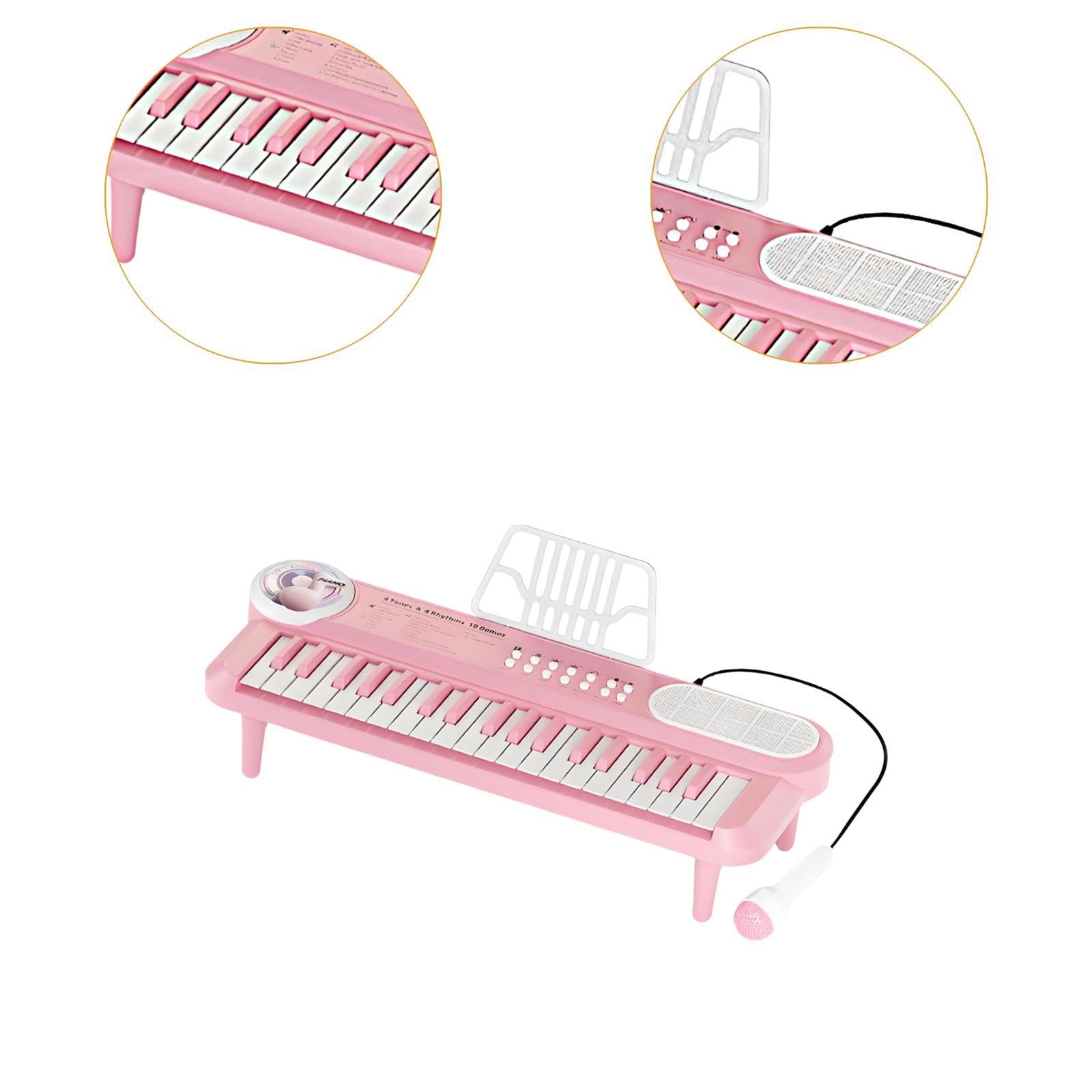 Piano Teclado Electrónico para Niños Juguete Musical Educativo con Micrófono Portátil de Material Pp Adecuado para Desarrollo Emocional Y Actividades, Rosa