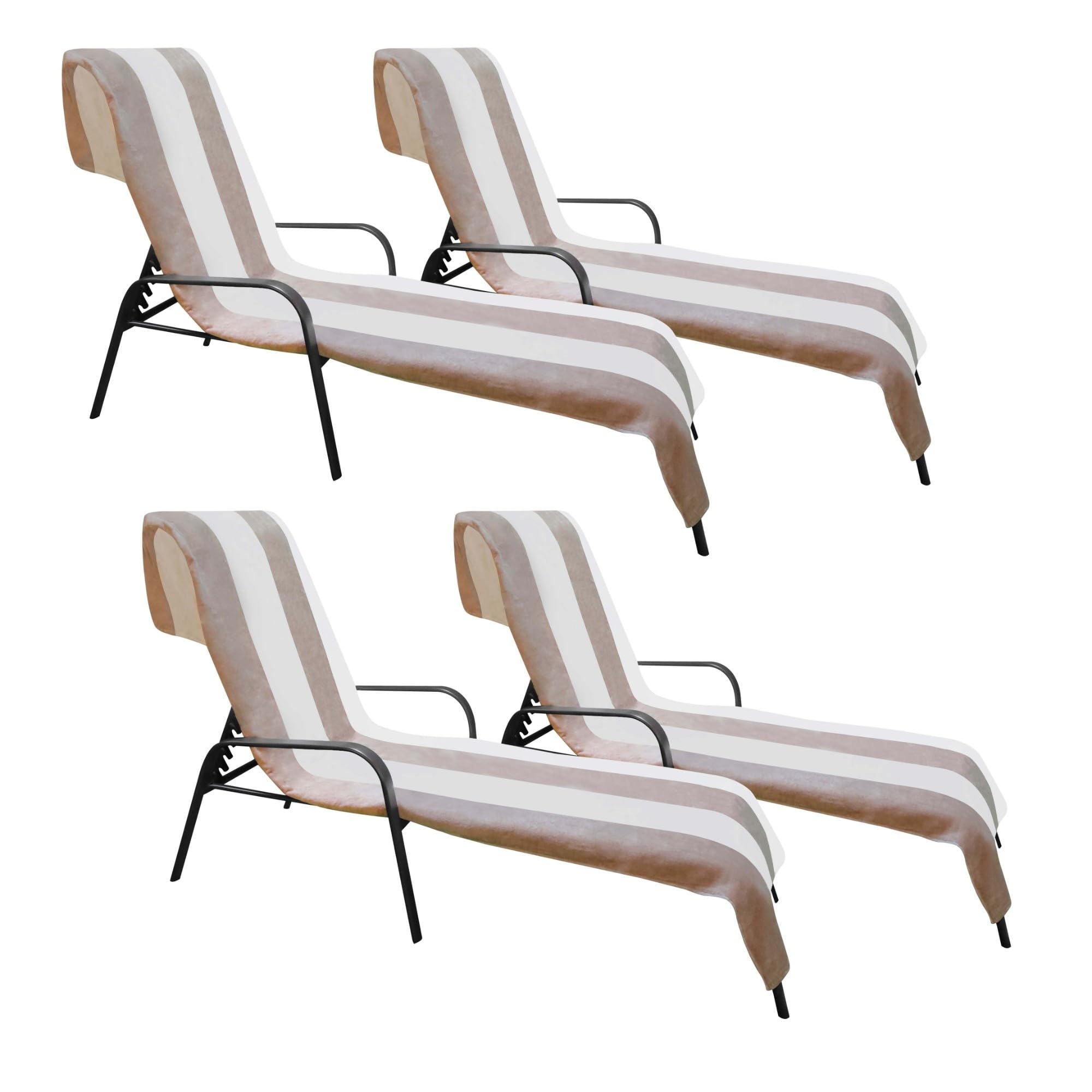 Superior Cabana Cotton Lounge Chair Cover, Outdoor Towel/Chaise Furniture Covers, Terry Cloth, Beach, Spa, Swim Accessories, Pool Chair Cover, Soft, Quick Drying, 32" x 102", Set of 4, Taupe-image-28