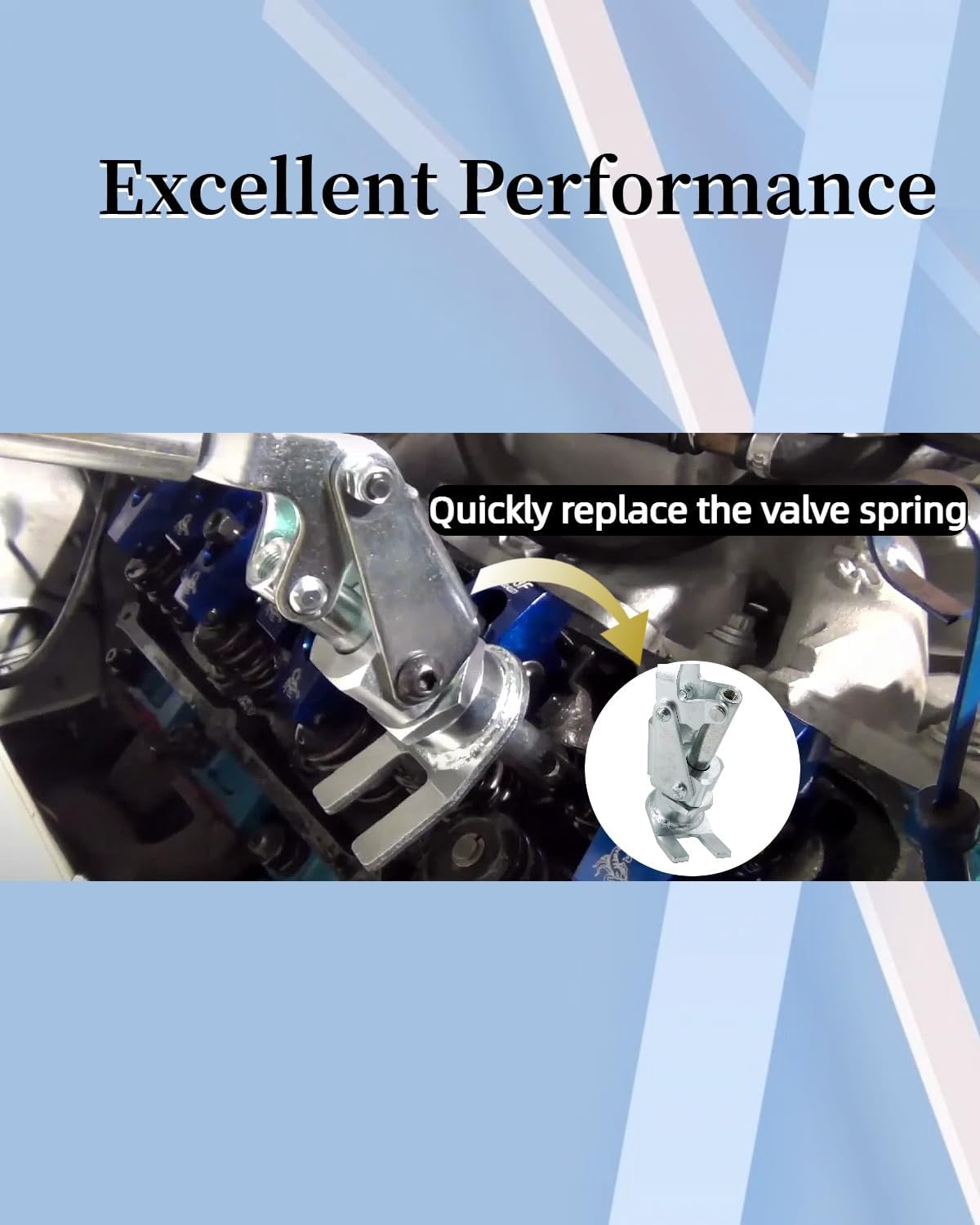 66784 Stud Mount Valve Spring Compressor Tool Removal Installer Valve Springs and Retainers, Fit for All 3/8'' & 7/16'' Rocker Studs