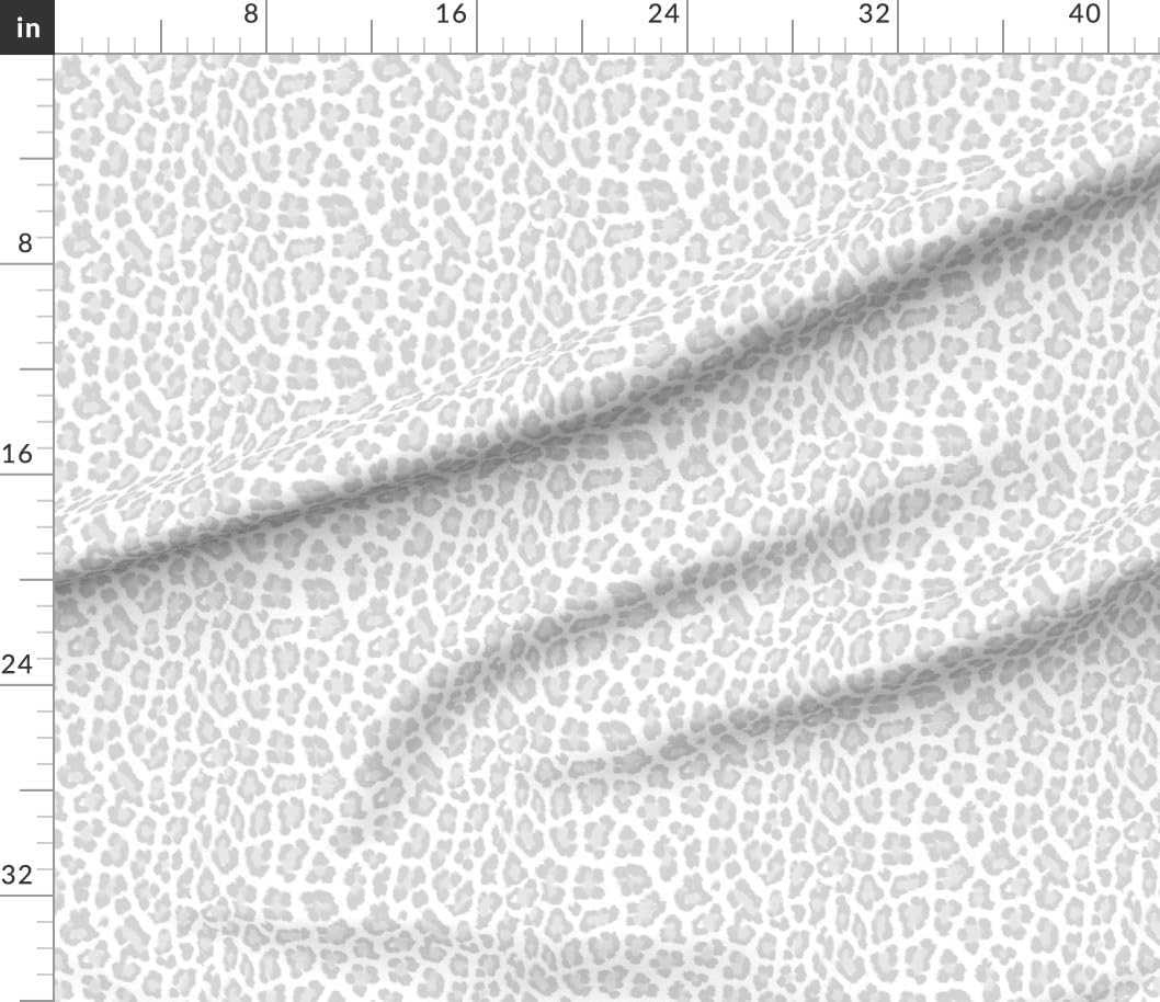 Spoonflower Fabric - Neutral Cheetah Dove Gray White Modern Animal Print Snow Leopard Printed on Petal Cotton Fabric Fat Quarter - Sewing Quilting Apparel Crafts Decor