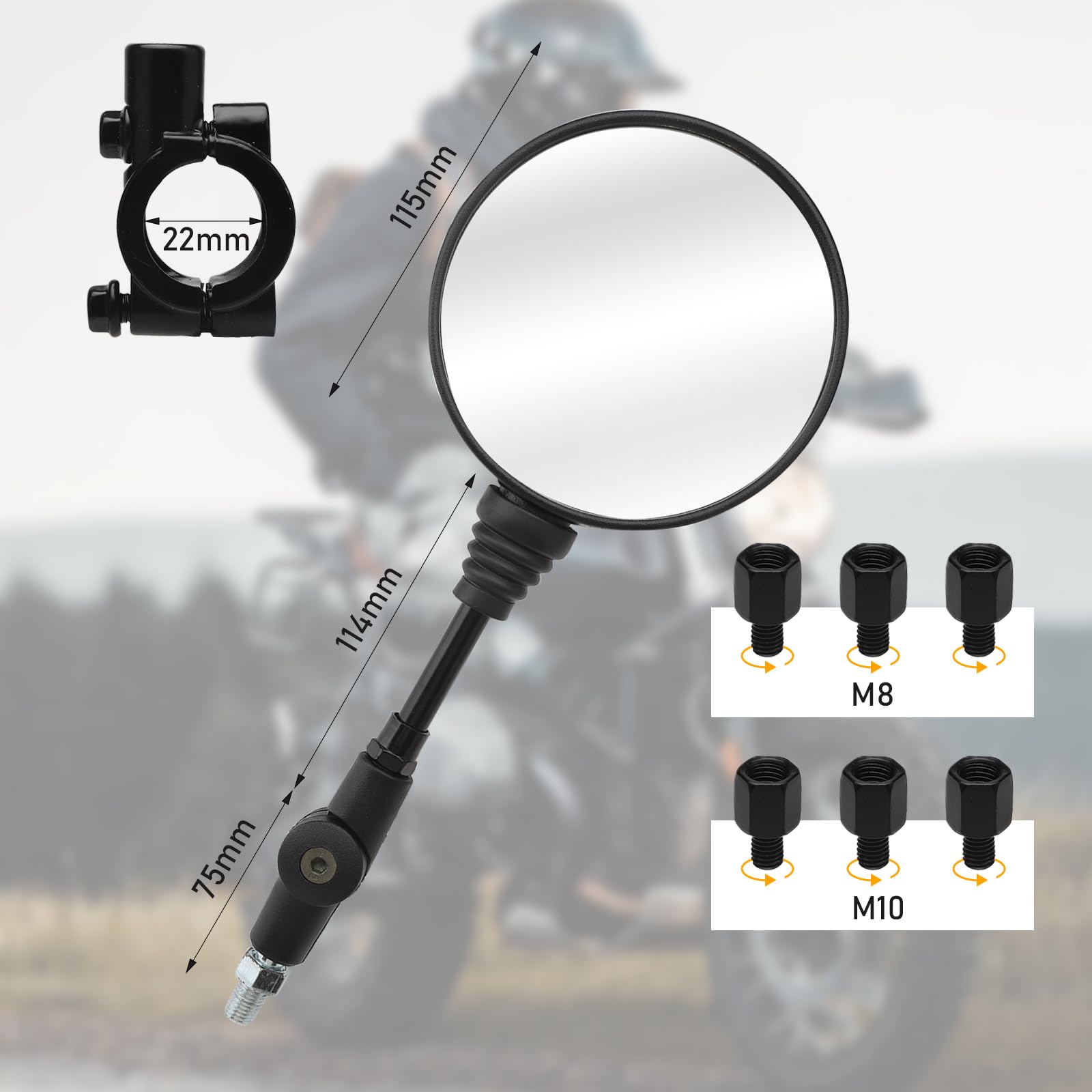 Universal Motorrad Seitenspiegel Chrom Runde Rückspiegel