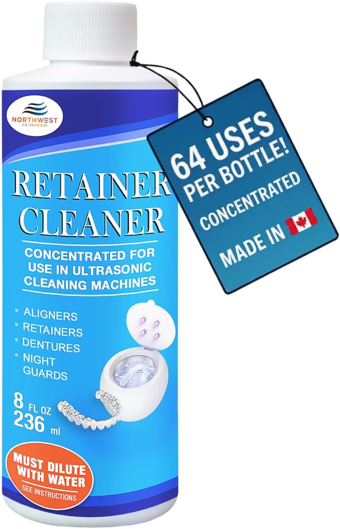 NORTHWEST ENTERPRISES Ultrasonic Retainer Cleaner, Removes Odor, 8 oz | Made for Invisalign, nightguards and mouthguards, clears the cloudiness, odor and staining that brushing leaves behind