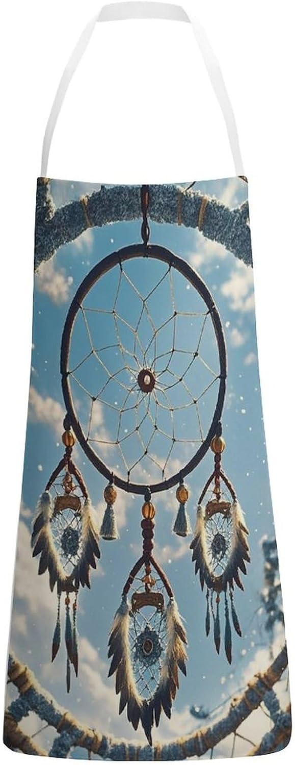 Native American Dream Catcher Chef Apron Lightweight Soft Adjustable Bib Apron Cute Restaurant Work Aprons Washable Cooking Kitchen Aprons for Men Women Waiters