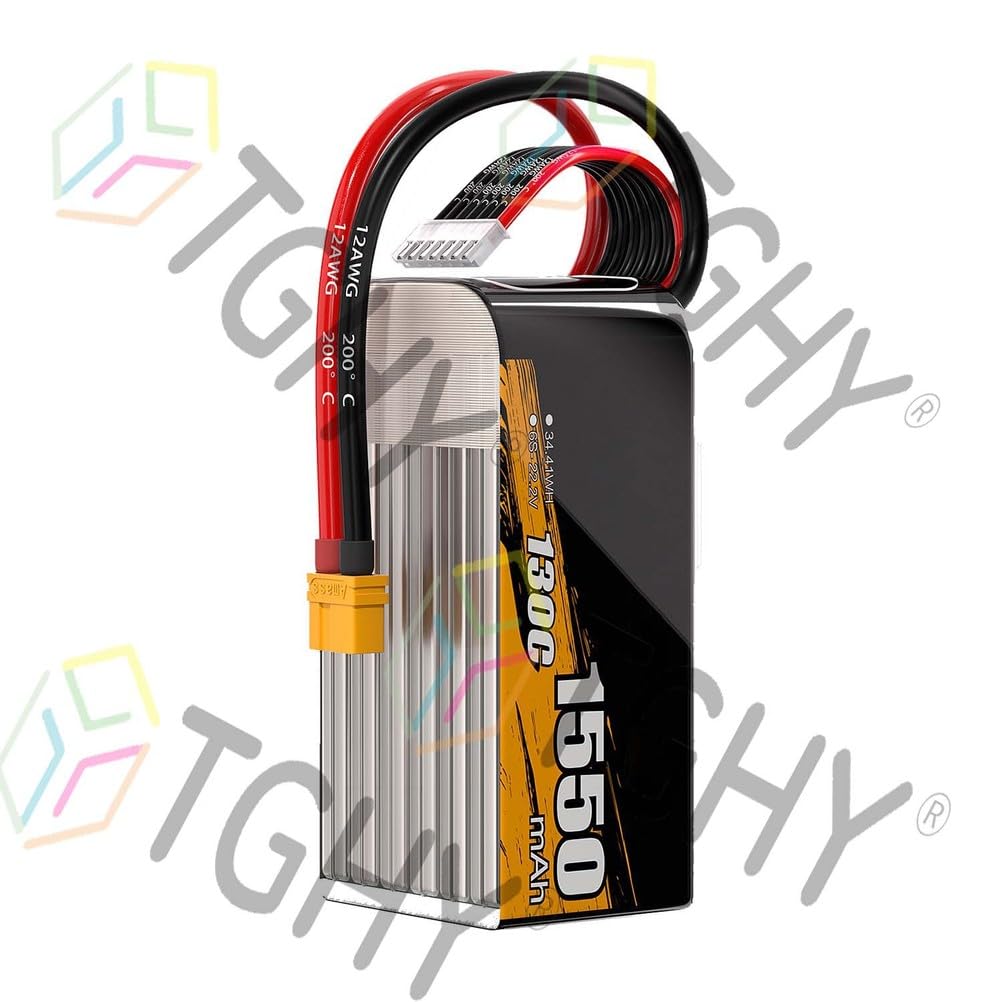 TGHY Batteria Lipo 6S 22,2 V 1550 mAh Batterie al Litio per droni 130 C per droni/Aerei Modello/Altoparlanti mobili da 37,2 W e Inferiori, Accessorio di Ricambio