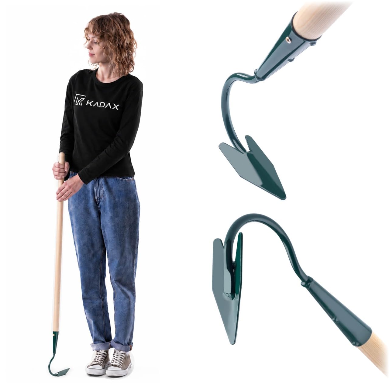KADAX Grubber, Gartenkralle, Gartenhacke zum Lockern des Bodens, Kultivator für Garten, Handgrubber aus Metall, Blumenkralle, Gartenzubehör, Blumenharke, Bodenlüfter (1 Zinken, mit Holzstiel)
