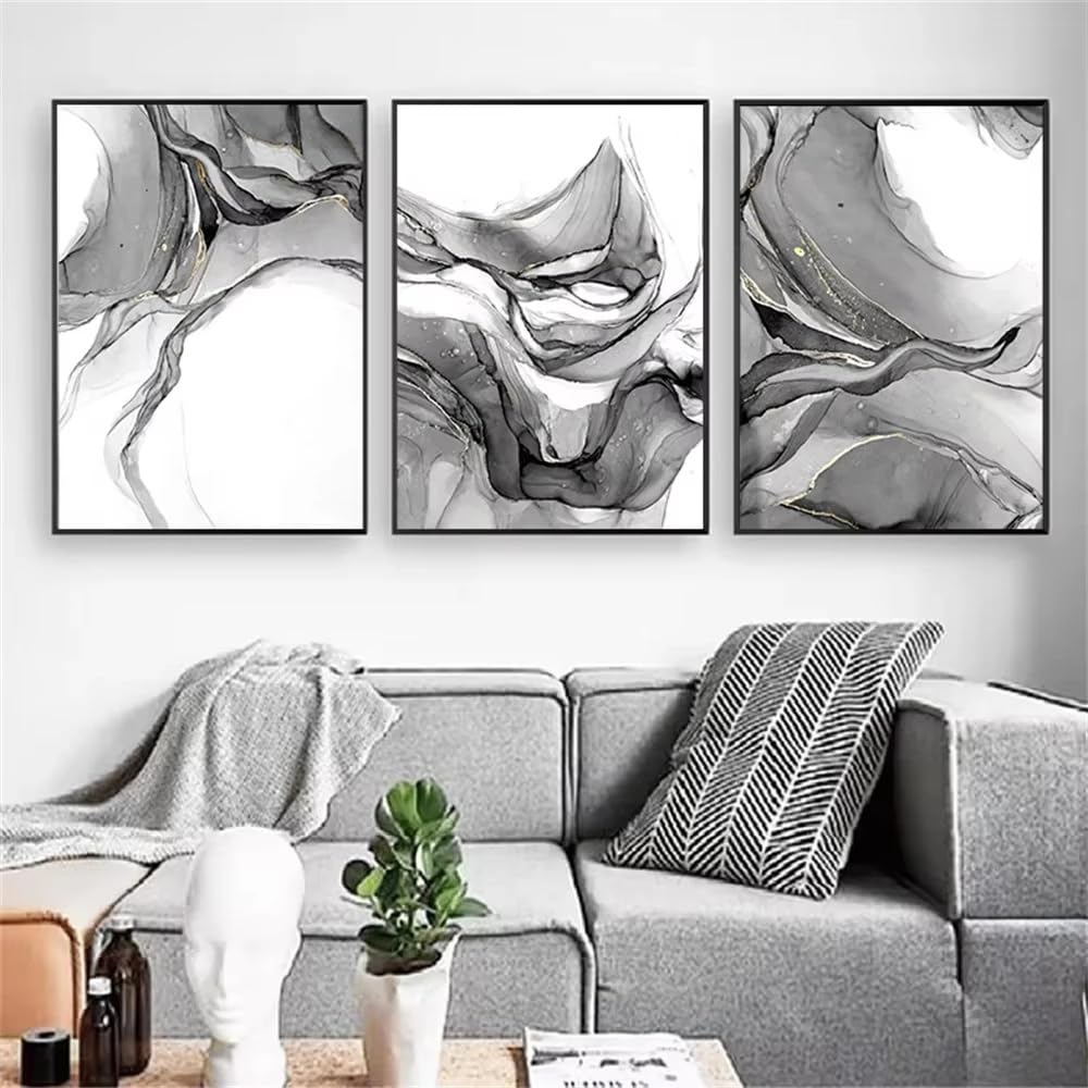 Wuhbcz Gold/Black/Gray Wall Posters-Abstract Poster Wall Art Painting Modern Marble Canvas Print Picture Nordic Posters For Living Office Room Decor-40 * 50Cm/3Pcs (No Frame)