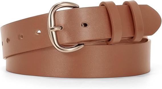 JASGOOD Ceinture en cuir pour femme — style jeans, noire, boucle métal noire pour pantalons et shorts