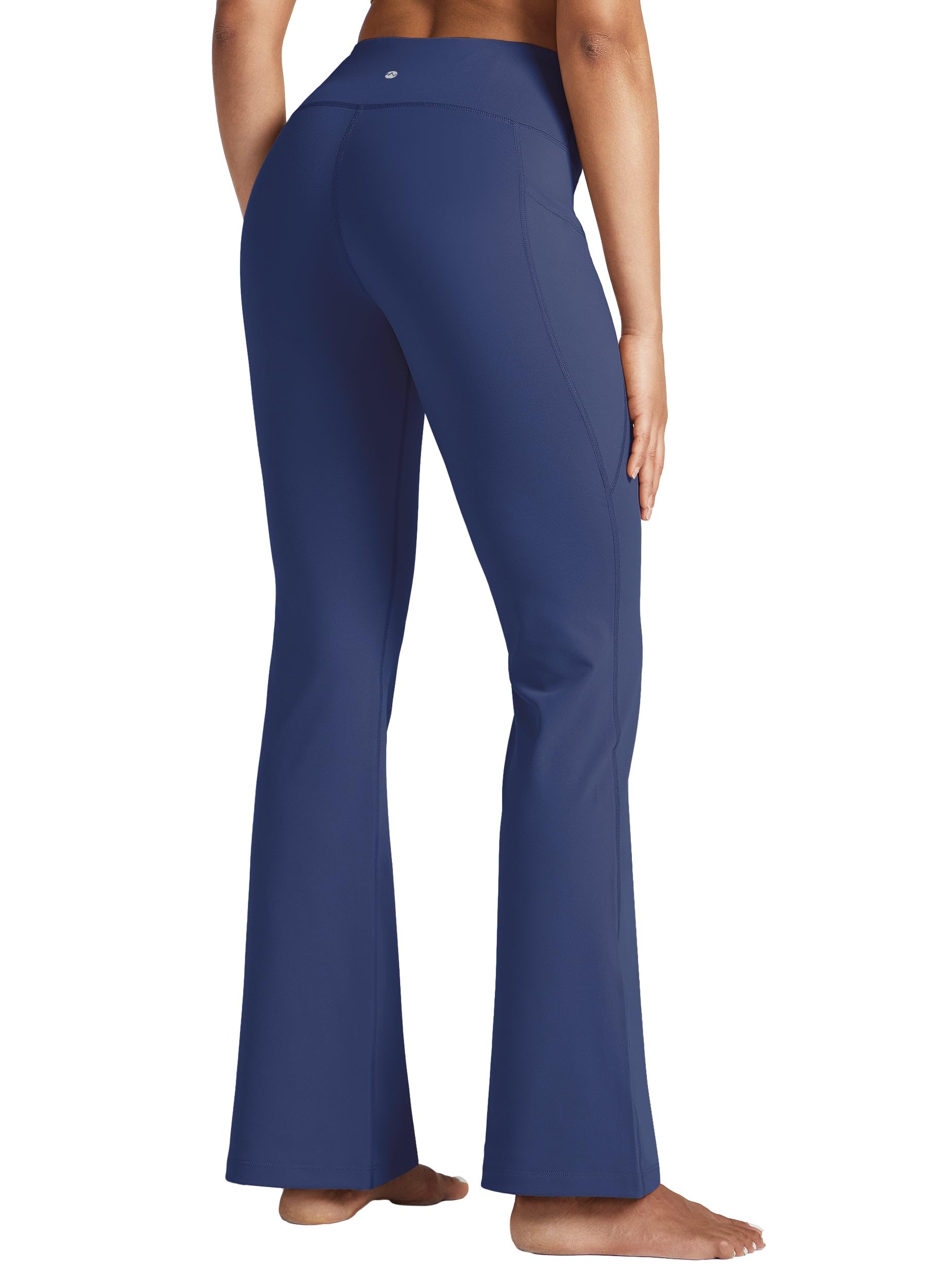 Willit Pantalones de yoga para mujer de 27, 29, 31, 33 pulgadas, acampanados, cintura alta, control de abdomen, pantalones de entrenamiento con bolsillos