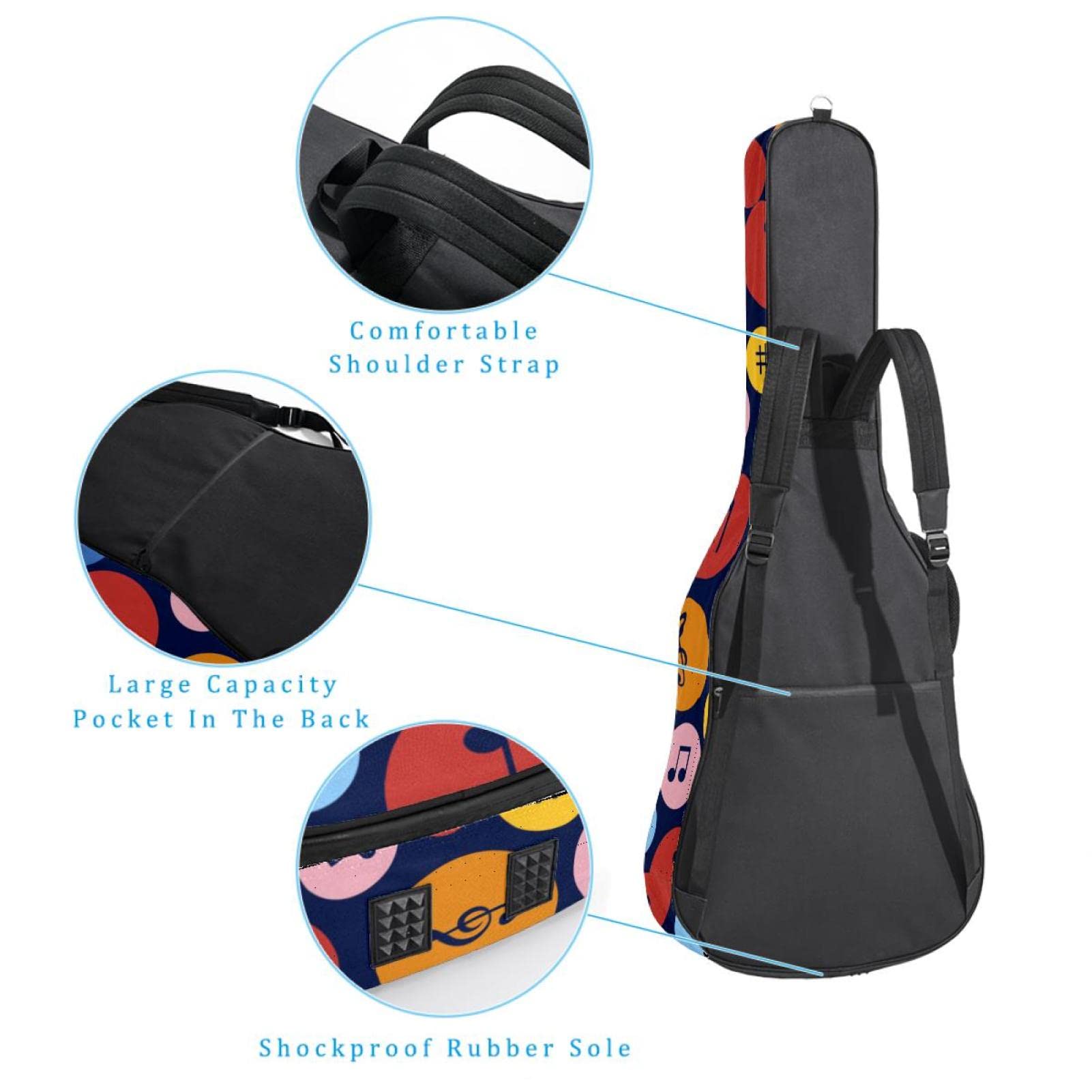 Torba na gitarę akustyczną wodoodporna gitara plecak gruby miękki wyściełany uroczy jednorożec dziecko Dimond miłość gwiazdy klasyczna gitara obudowa, Kolor (4), 42.9x16.9x4.7 in, Organizer do torby