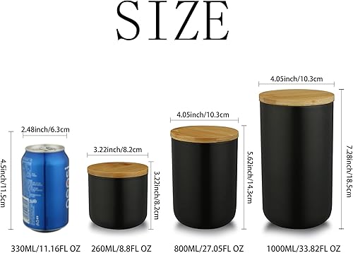 Miniatura 2 de Recipiente de almacenamiento de alimentos, recipientes de cocina de cerámica con tapa de bambú hermética, tarro de almacenamiento de alimentos para