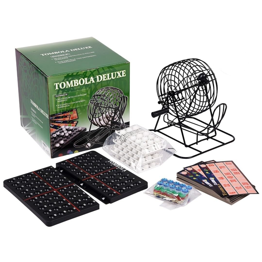 Bingo 90 Professionelles Brettspiel, 21 x 21 x 21 cm, Metall/ABS, mit Zubehör, Familienspaß, Partys