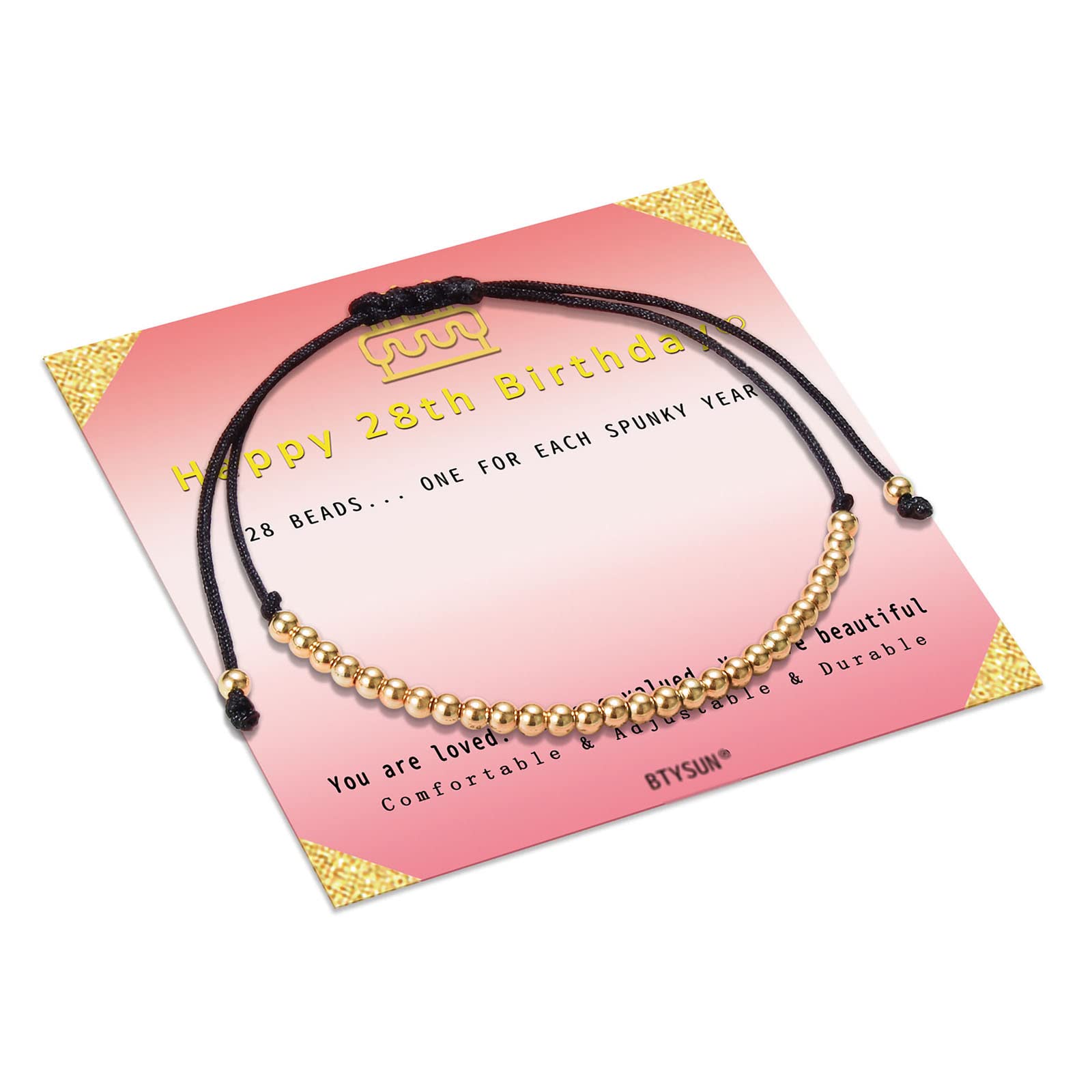 Btysun Gold Bead Bracelets for Women Teen 28th Birthday Gifts for Her Sister Best Friend Bracelets Christmas Jewelry