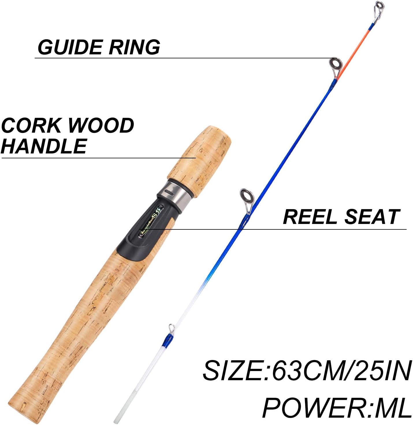 Sougayilang Ice Fishing Rod and Reel Combo, Ice Fishing Gear Complete Kit, Include Ice Jig and Ice Fishing Accessories, Spinning Ice Fishing Combos