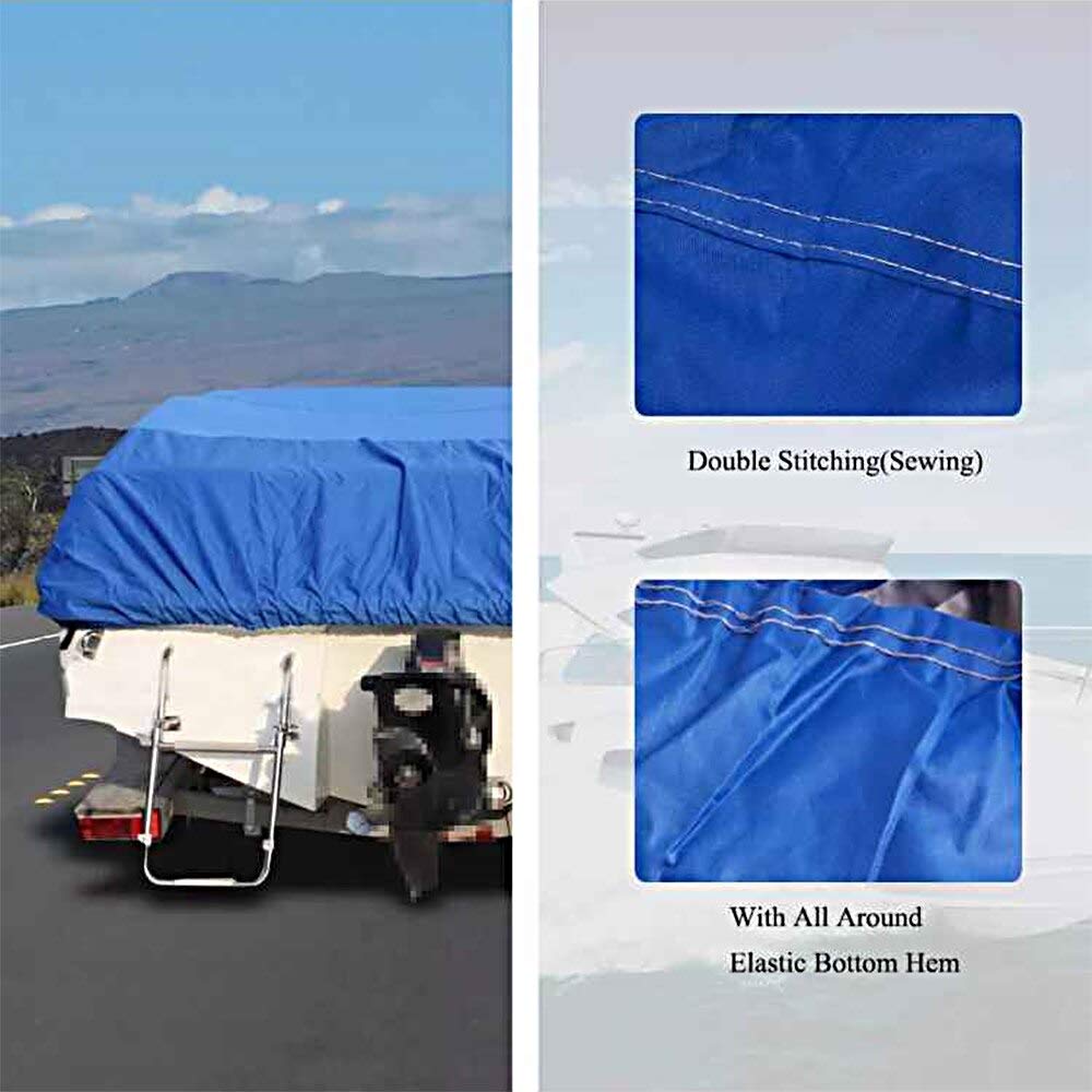 Telo per Barche Heavy Duty 14-16FT / 17-1 9FT / 20-22FT. Trave 90inch Trailexrablex 210d Break Breade Break Cover Impermeabile UV. Blu protetto (Size : 14-16FT)