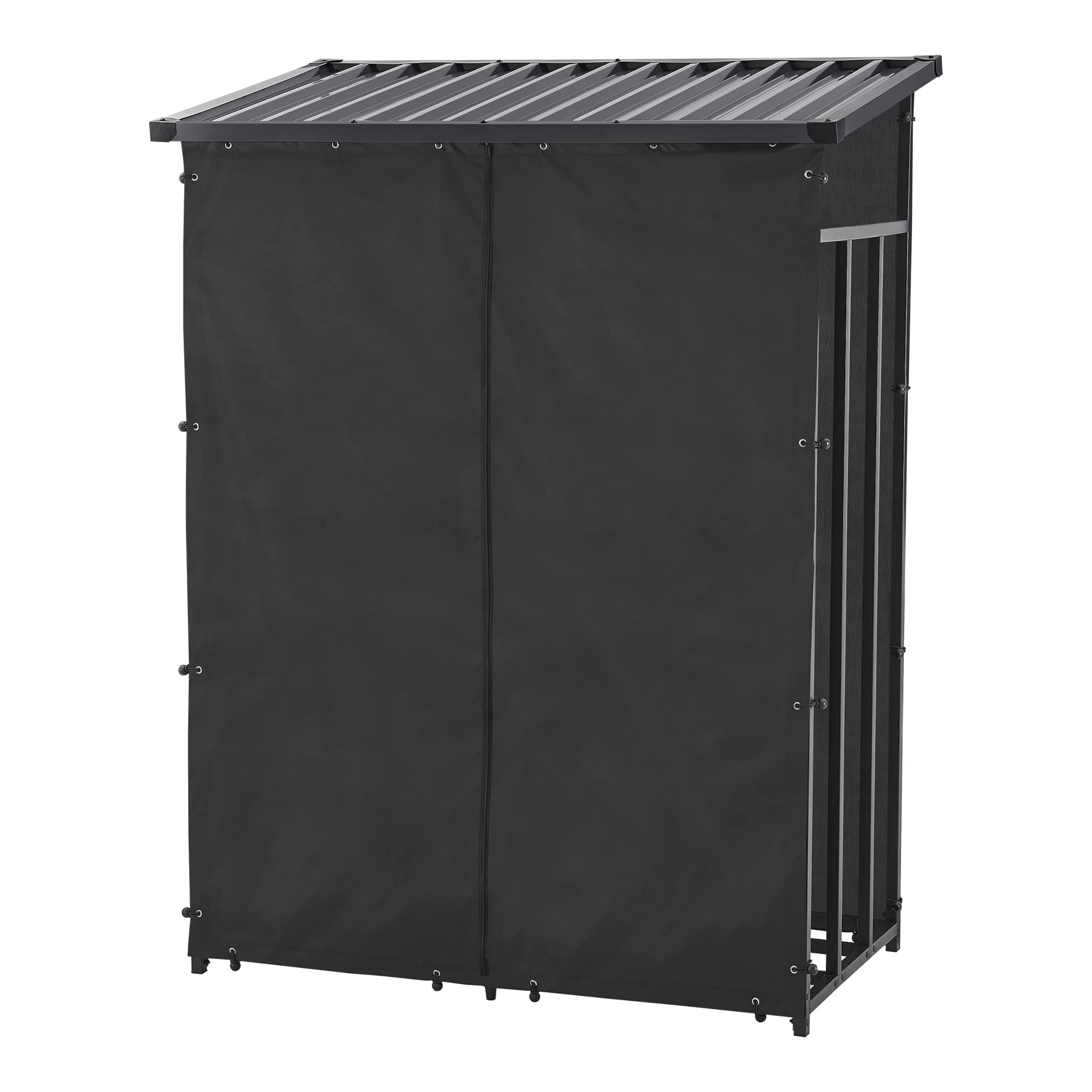 Casa.pro Abri-Bûches Couvert Housse Protection Support Bois de Chauffage Range-Bûches Stockage Extérieur Acier Galvanisé Laqué Polyester Métal Noir