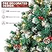 Hapsor Prelit Christmas Tree 6ft, Artificial Xmas Tree with 250 Warm White Lights, Pine & Berry, 800 Branch Tips, Metal Hinges & Base, Christmas Tree with Snow for Home, Office, Party Decor - White