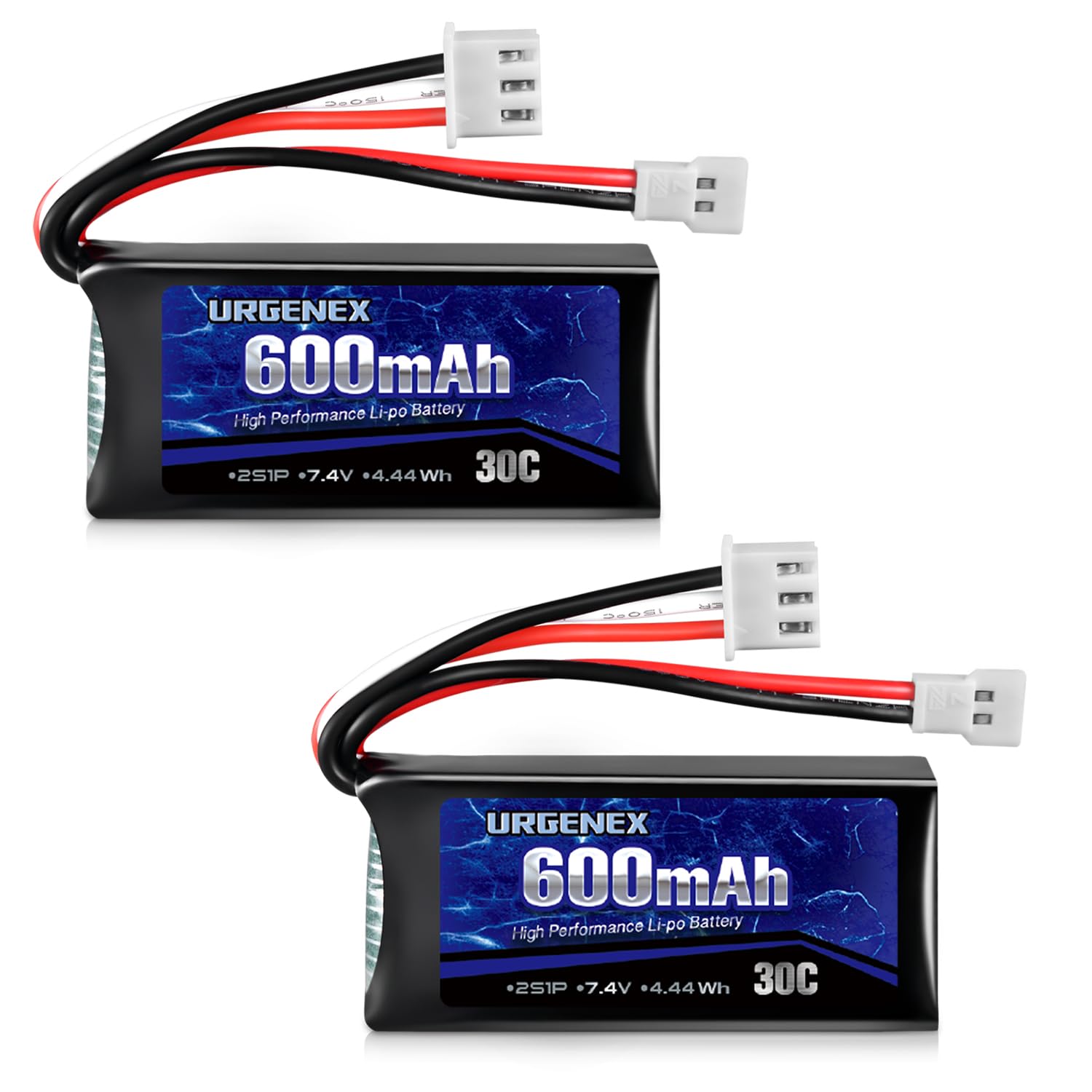 URGENEX FCX24 Battery 7.4V Lipos 2S 30C 600mAh Rechargeable Lithium Battery with Molex Plug Compatible with FMS RC Car and Most 1/10, 1/16, 1/18, 1/24