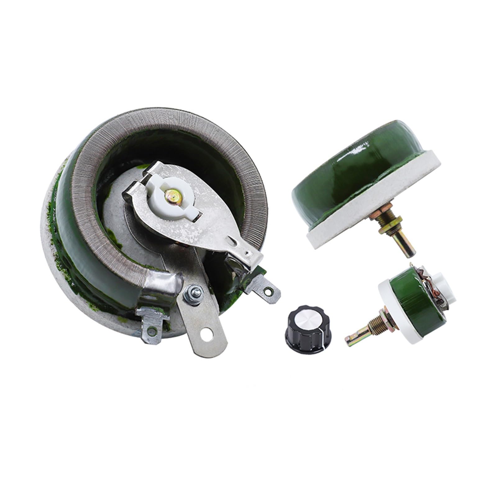 Rhéostat à disque réglable Résistance bobinée Variable rotative de rhéostat vert haute puissance Bc1-25W50W100W150W résistance réglable en forme de disque(25 Watts,Max 120 Ohm)