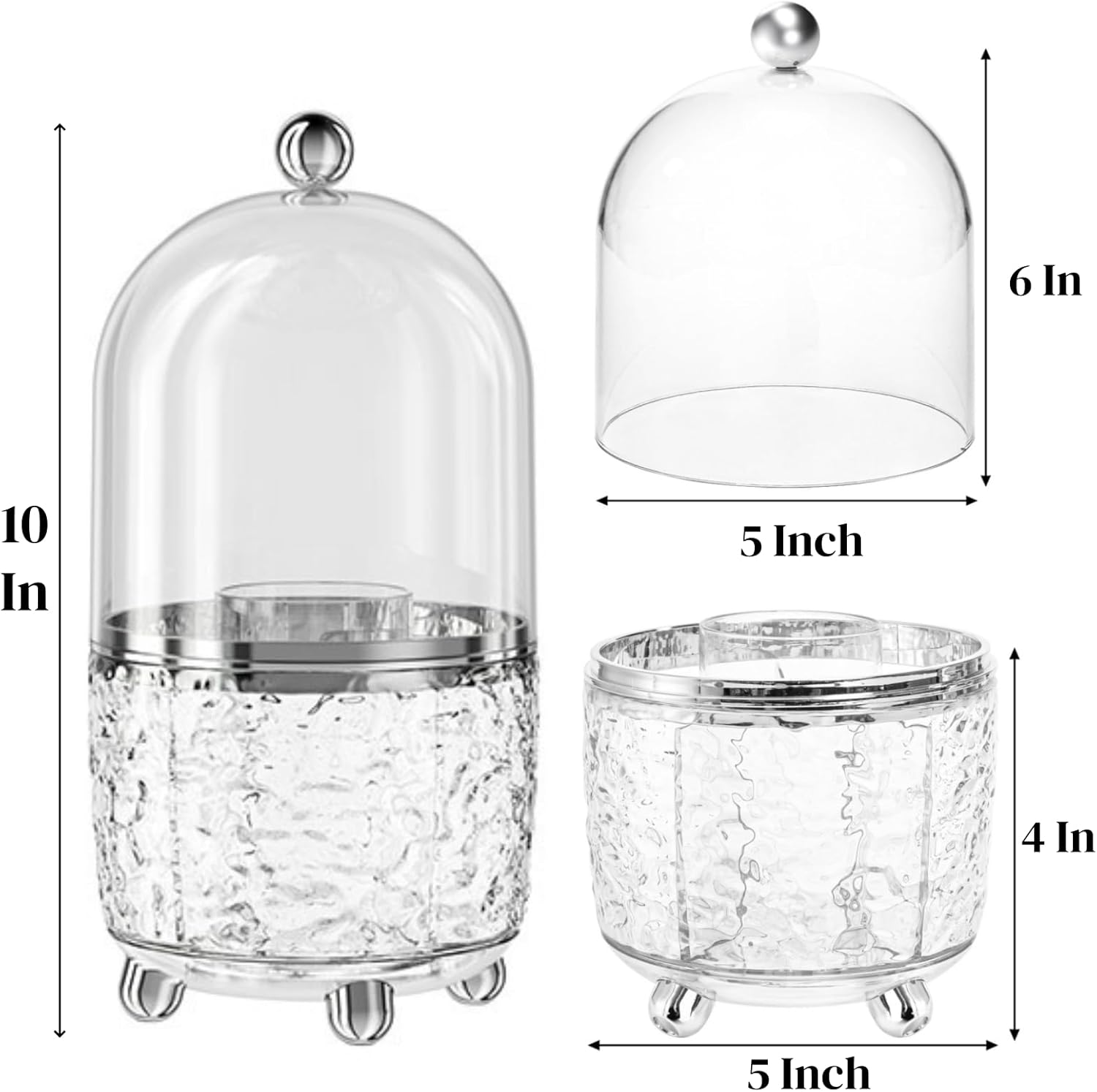 Rotating Makeup Brush Holder, Dustproof Cosmetic Tools Organizer with Lid, 360° Spinning Covered Brushes Storage with Anti-slip Pads for Vanity, Bathroom Countertop & Bedside Table, Clear - Image 2