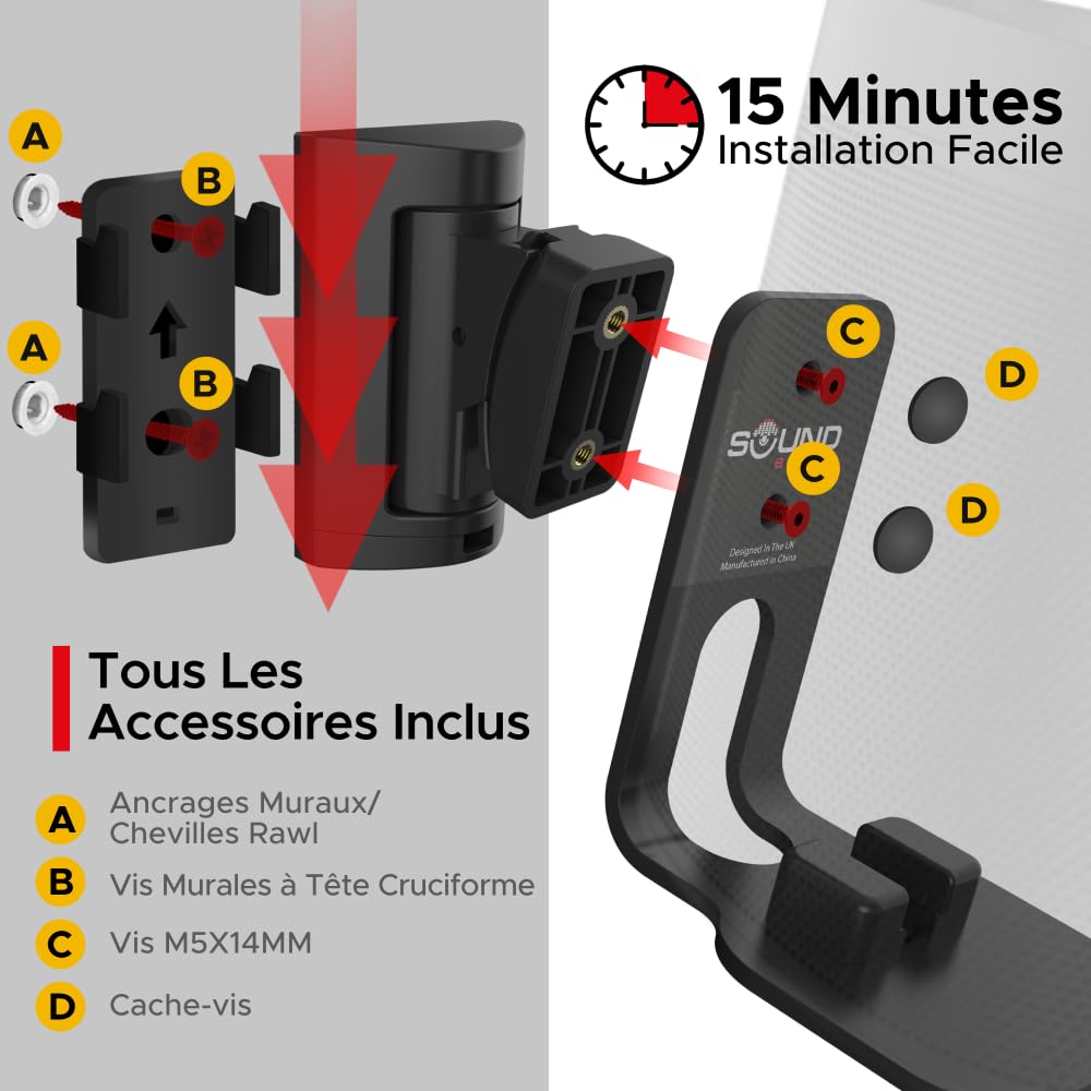 Sound bass Support Mural One, GEN2, One SL, Play:1, Noir, Double