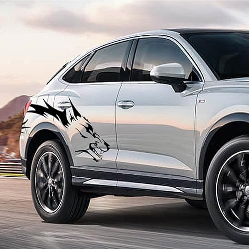 Miniatura 2 de SleepPradise 2 calcomanías de vinilo de moda de lobo para auto, camioneta, automóvil, SUV (negro)