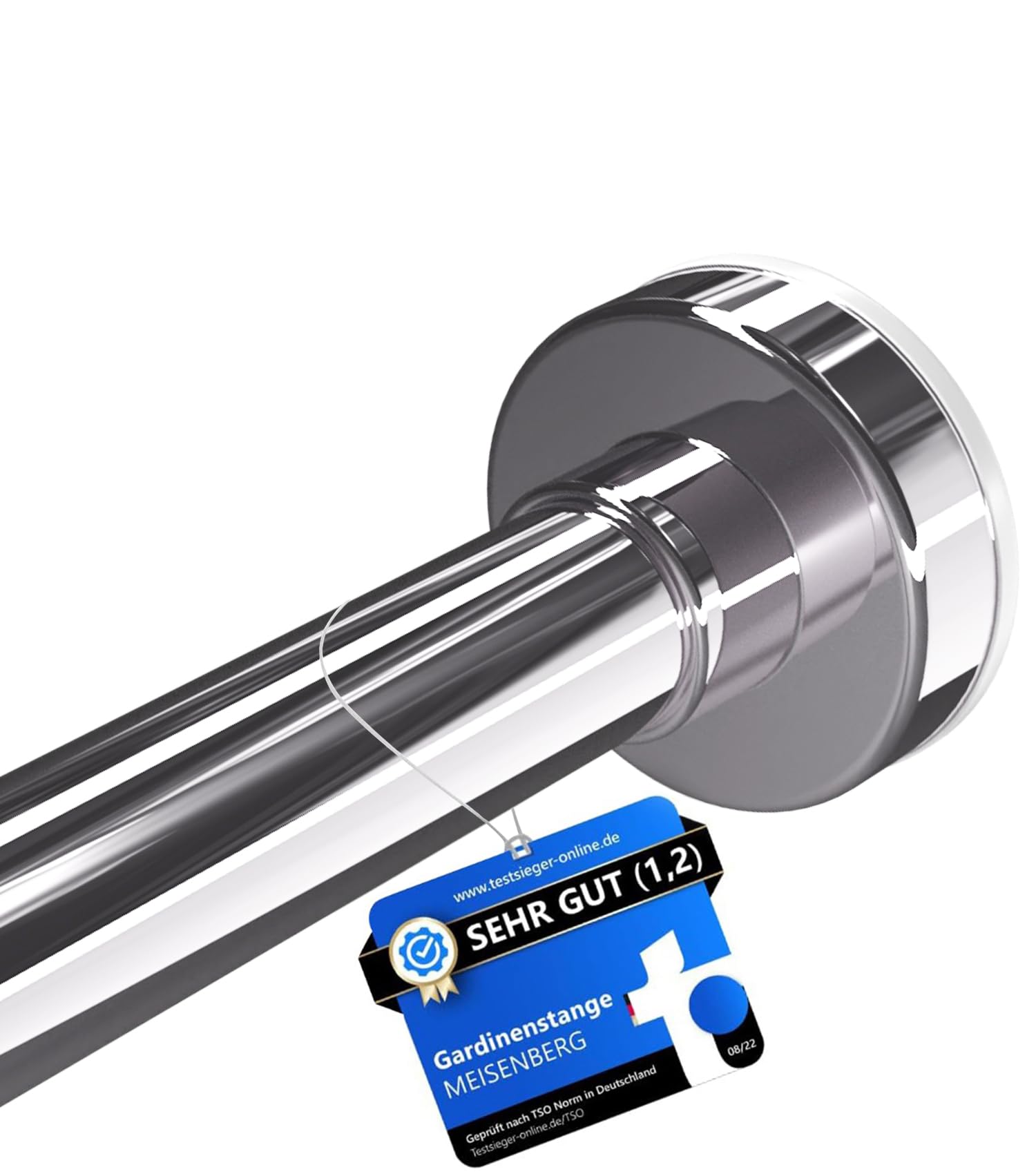 MEISENBERG Gardinenstange ohne Bohren - Silber, Ø 25 mm, 2Stück - Teleskopstange zum Klemmen - Vorhangstange Klemmstange für Fenster, Dusche, Terrasse und Trennwand (50-80cm)