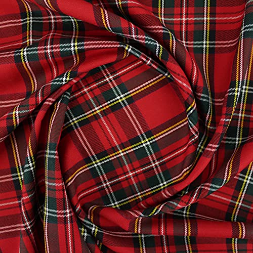 TEJIDO DE SARGA DE CUADRO ESCOCÉS DE ANCHO 150 cm POR METRO (ROJO, 1 METRO) Cover