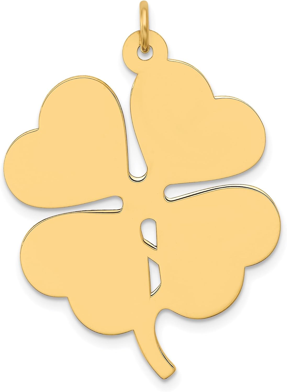 14k Yellow Gold Four Leaf Clover Pendant Necklace for Women with Cutout Accents, Polished Finish, Irish Symbol of Luck, Celtic Motif Charm, Real Gold Talisman for Fortune and Daily Wear