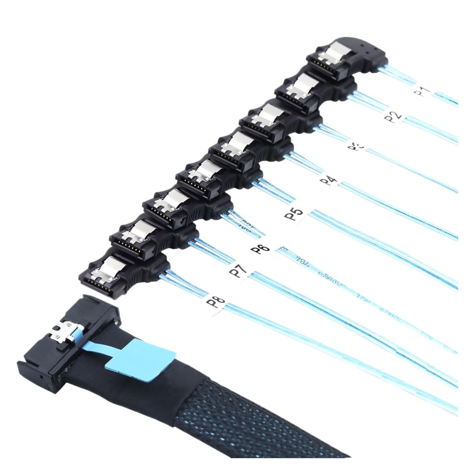ZHANGLH MCIO 74P 8X 8I S*A*S SFF-8654 8i PCI-E Ultraport Slimline 5.0 a 8X SATA 7P Cable hembra en ángulo izquierdo