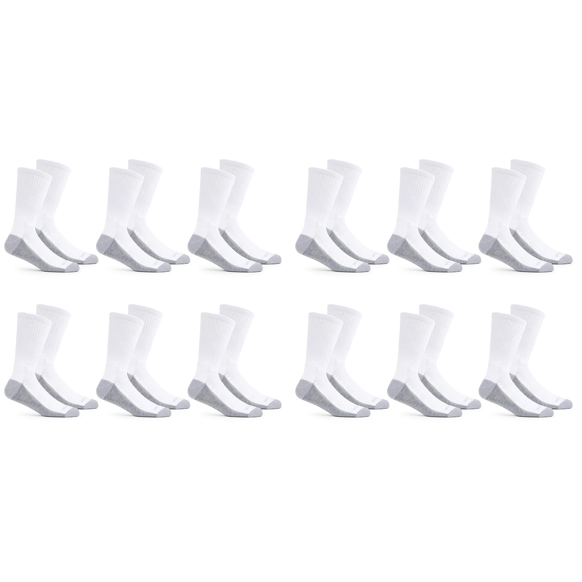 Fruit of the LoomMen's Dual Defense Crew Socks (12 Pack), White, Medium (6 - 12)
