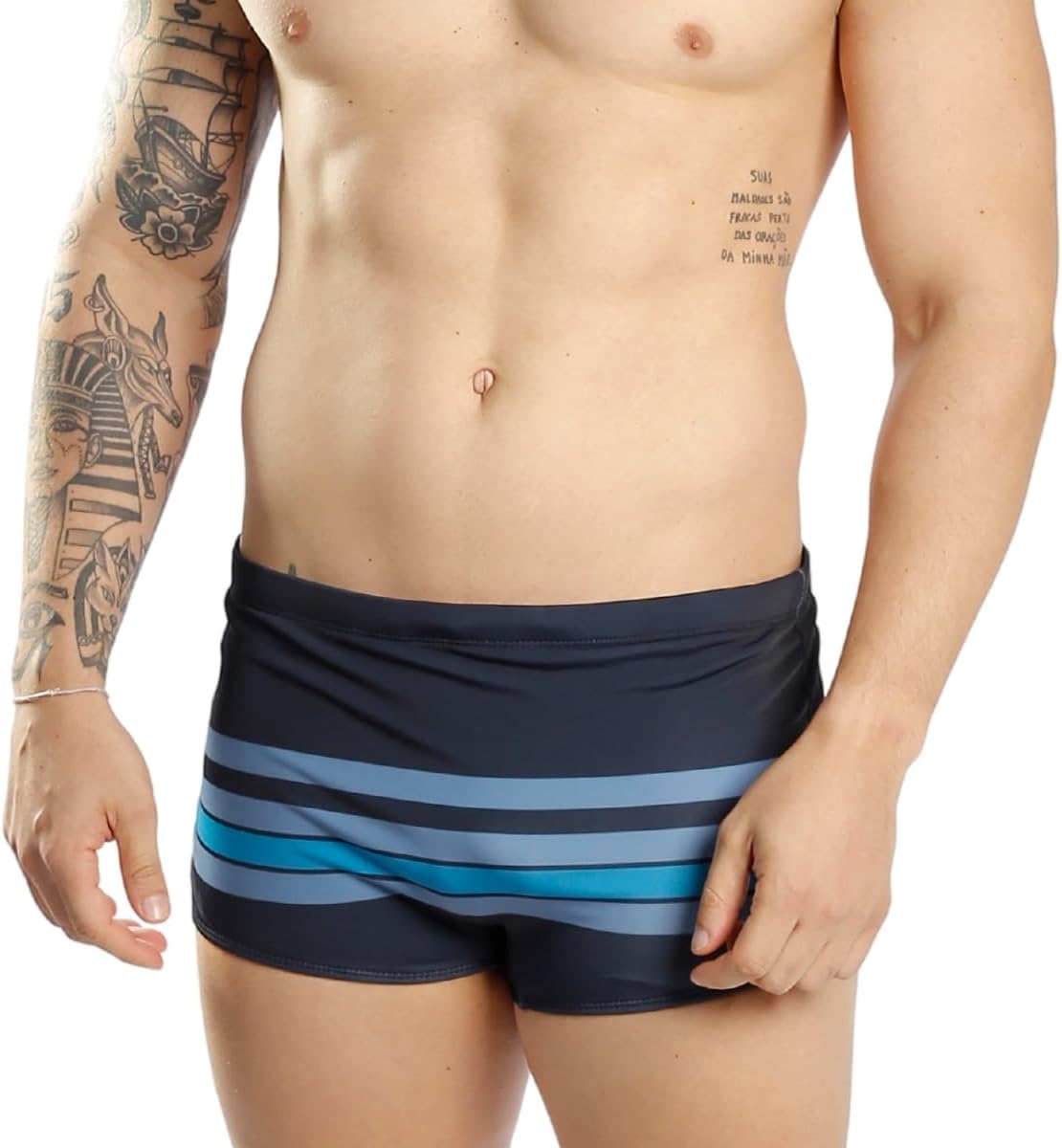 Sunga Boxer Estampada Lycra Adulto Larga Praia, Piscina, Tecido Poliester com Elástano, Forro Macio
