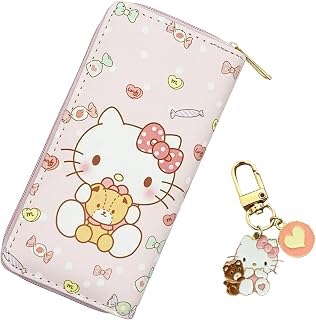 Kawaii Wallet & Bag Charm, Cute Cartoon Anime Faux Leather Long Wallet/Clutch Purse, Cute Stuff/Accessories or Gift for Teen Girls & Women (A)