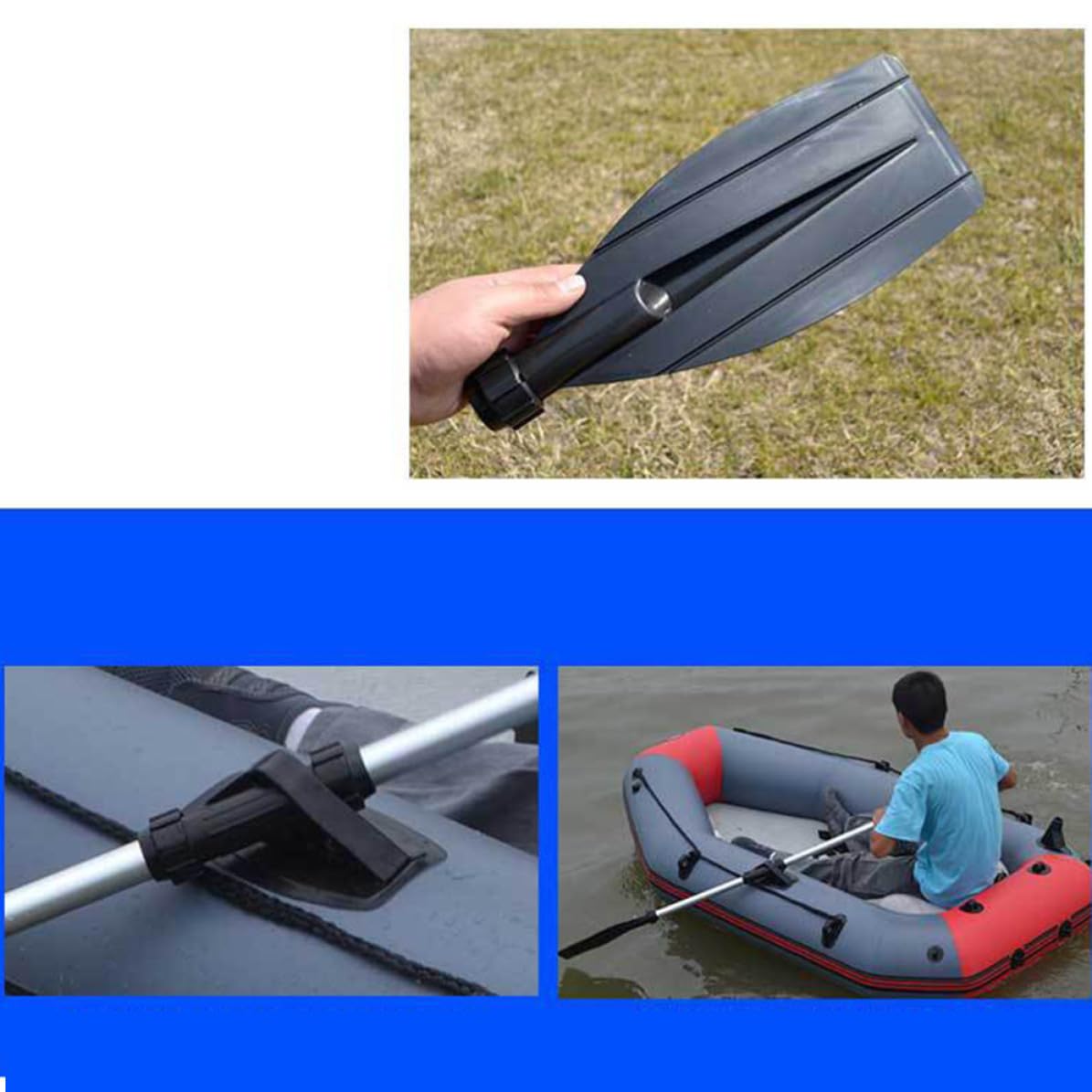 VICASKY Pagaie Détachable à Assembler en Alliage D'aluminium pour Kayak | Double Tête, Noir, pour Bateau Gonflable et Canoë, Longueur Réglable, Abs Plastique