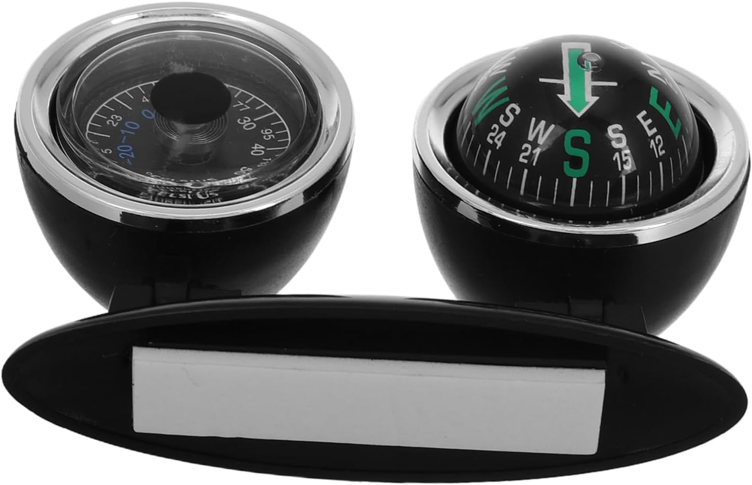 2-in-1 Car Dashboard Compass Thermometer Adjustable Direction Guide Ball for Automotive Marine and Outdoor Use