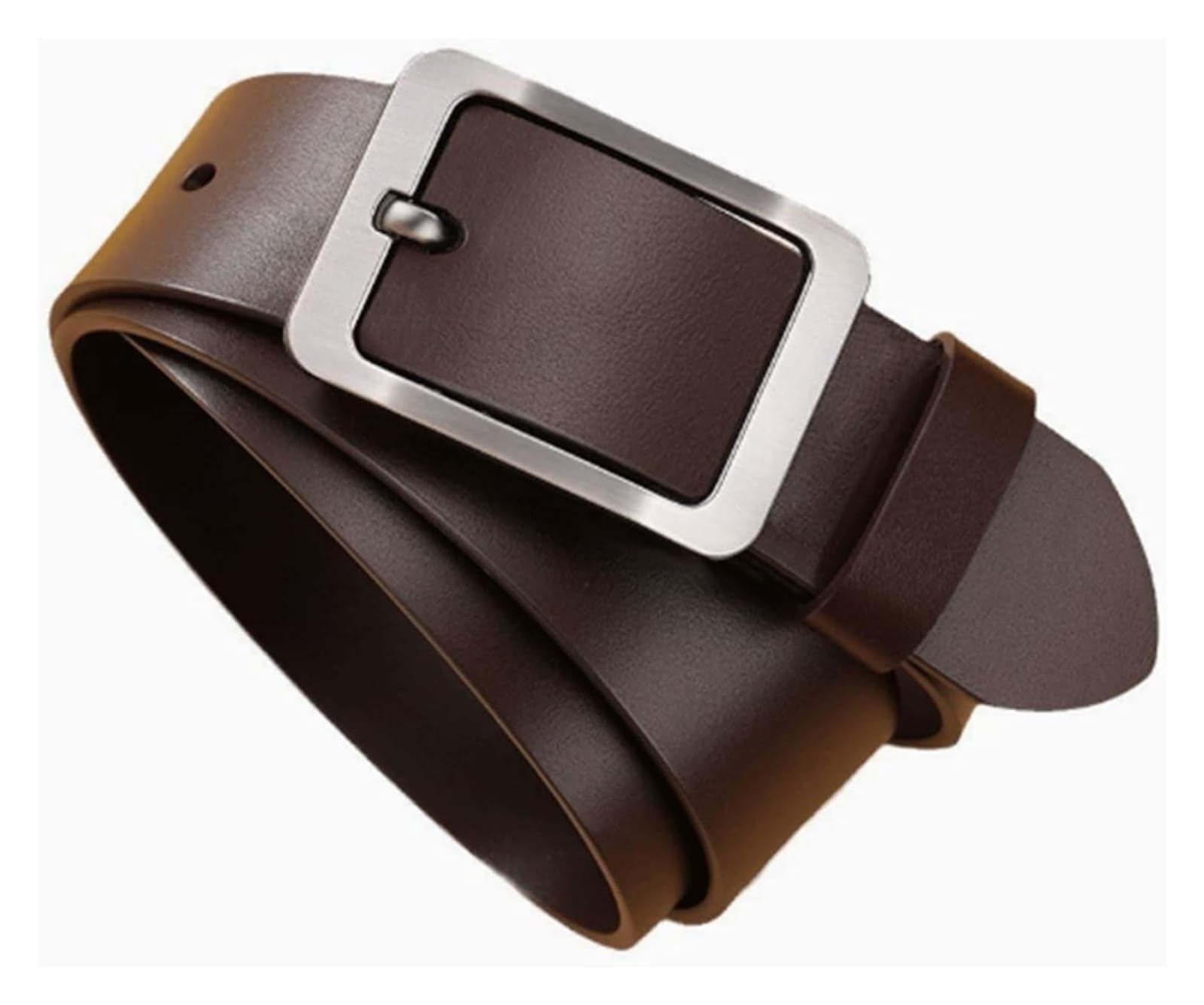 Cinturones de Hombre, Cinturones de Piel de Vaca for Vestir, Informales, de Golf y Vaqueros.(Brown,115cm)