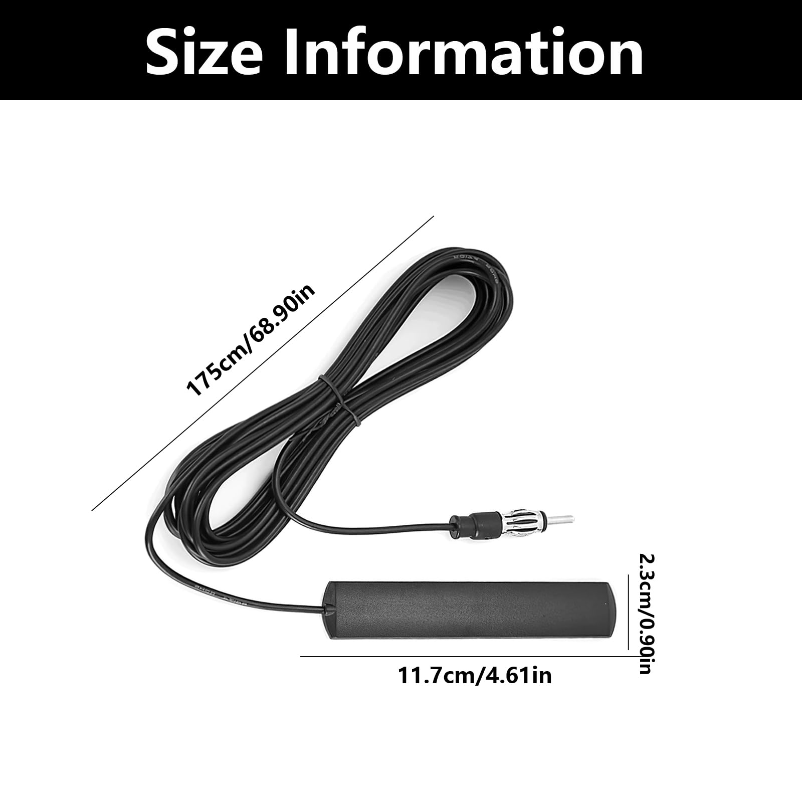Car Aerial, Universal Car Stereo Antenna, for Am/Fm HD Radio, Hidden Adhesive Mount Windshield Din Vehicle Aerial with 3m Cable, Enhanced Signal Reception & Noise Reduction — view 2