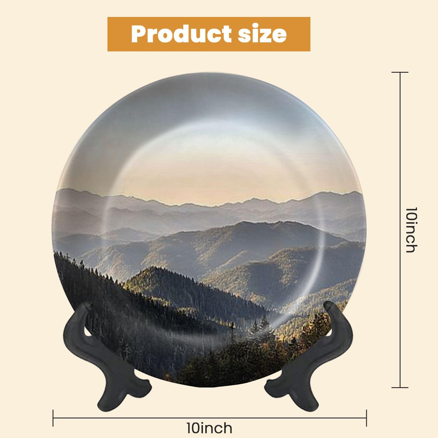 Decorative Plates for Display Mountains Appalachia viewed from Mt LeConte Gift Plates Ceramic Collections Plates Hanging Artwork for Living Dining Room Kitchen Souvenir