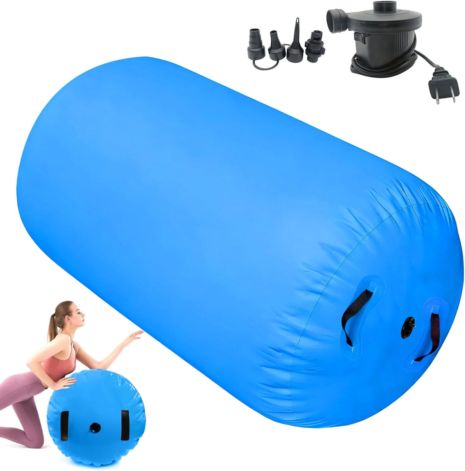 Air Barrel - Inflatable Tumbling Barrel with Pump | Portable Back Handspring Trainer for Balance Practice, Yoga, Cheerleading, Gymnastics, Dance Training, Home Fitness, Conditioning, and Strength