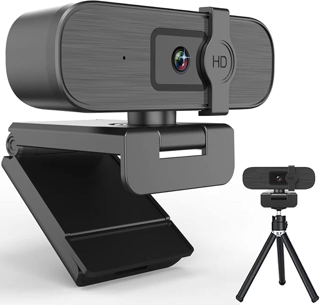 2K PC Webcam with Mic: Clear Video Calls for Home Office | Noise-canceling dual mics & auto light correction. Plug&Play USB web camera with privacy cover for secure Zoom meetings.